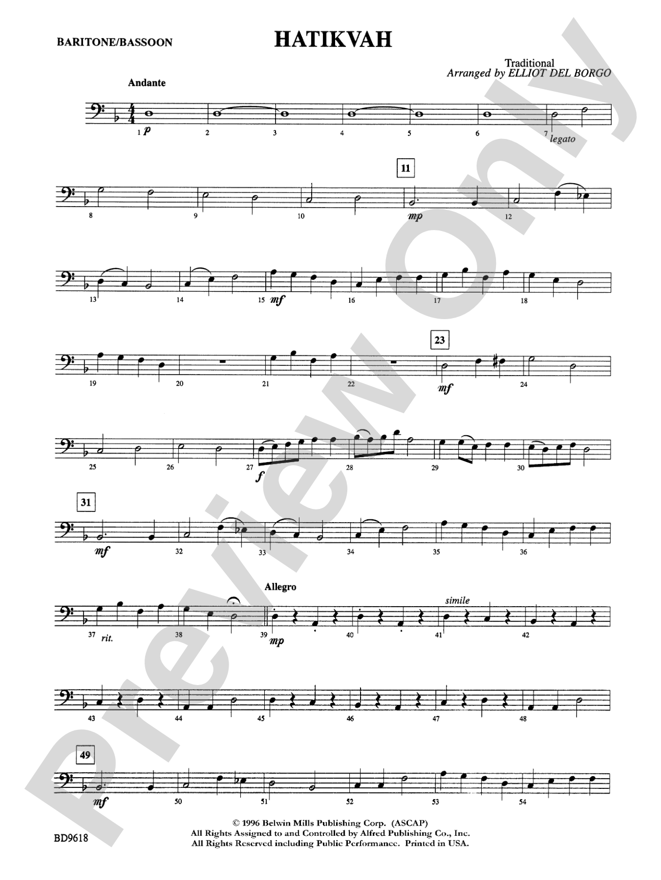 Hatikvah: Baritone B.C.