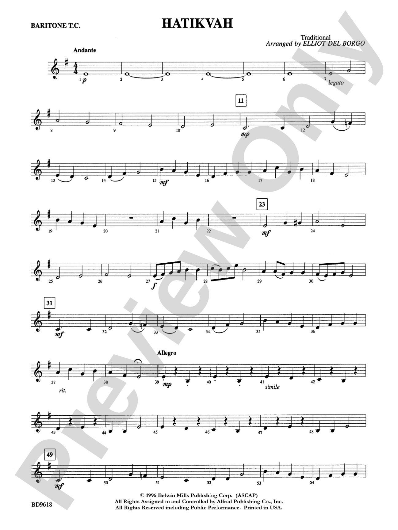 Hatikvah: Baritone T.C.