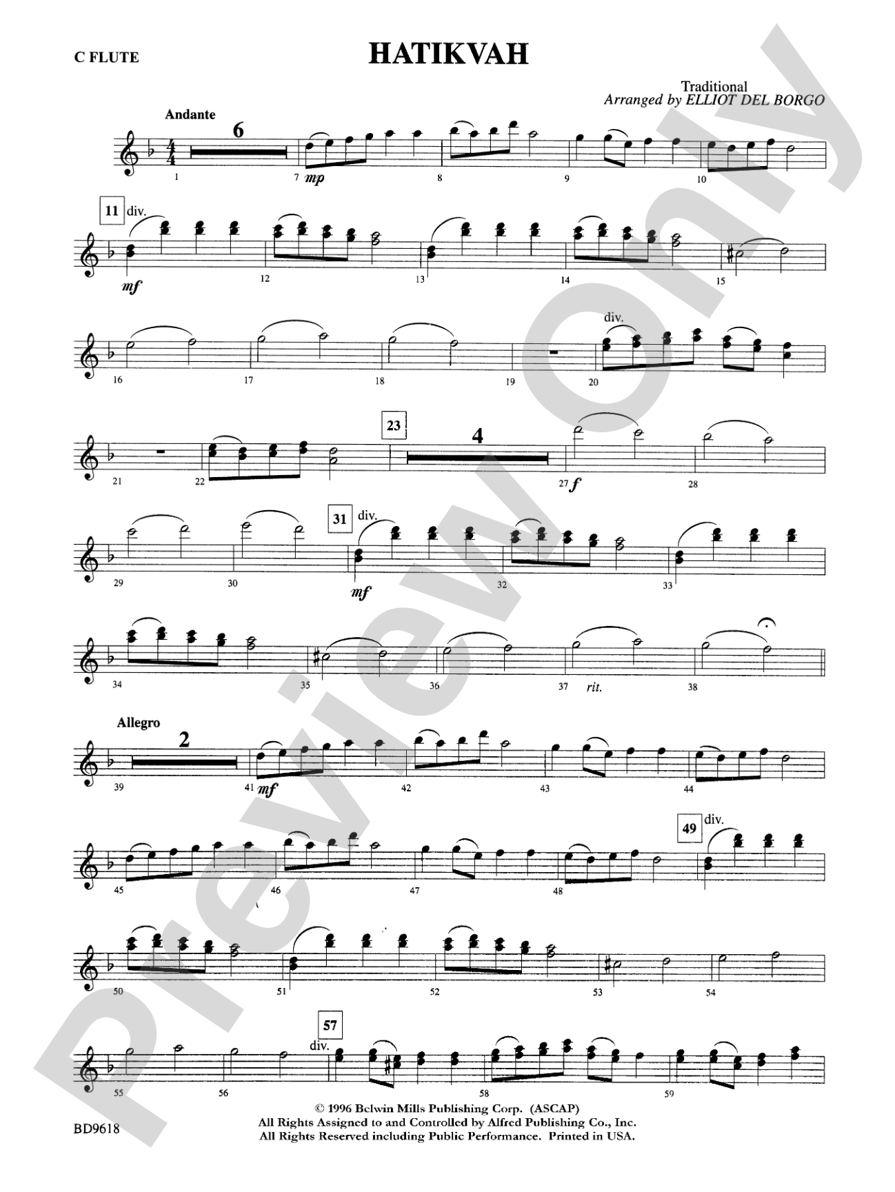 Hatikvah: Flute