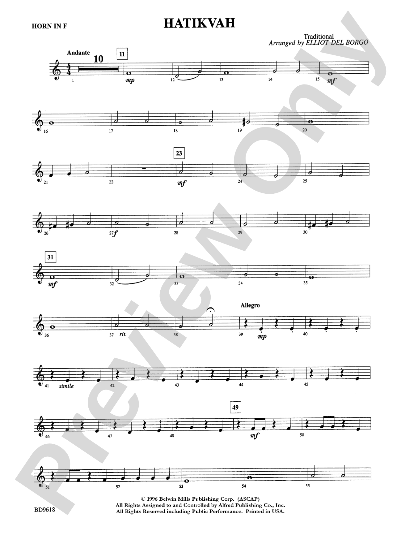 Hatikvah: 1st F Horn