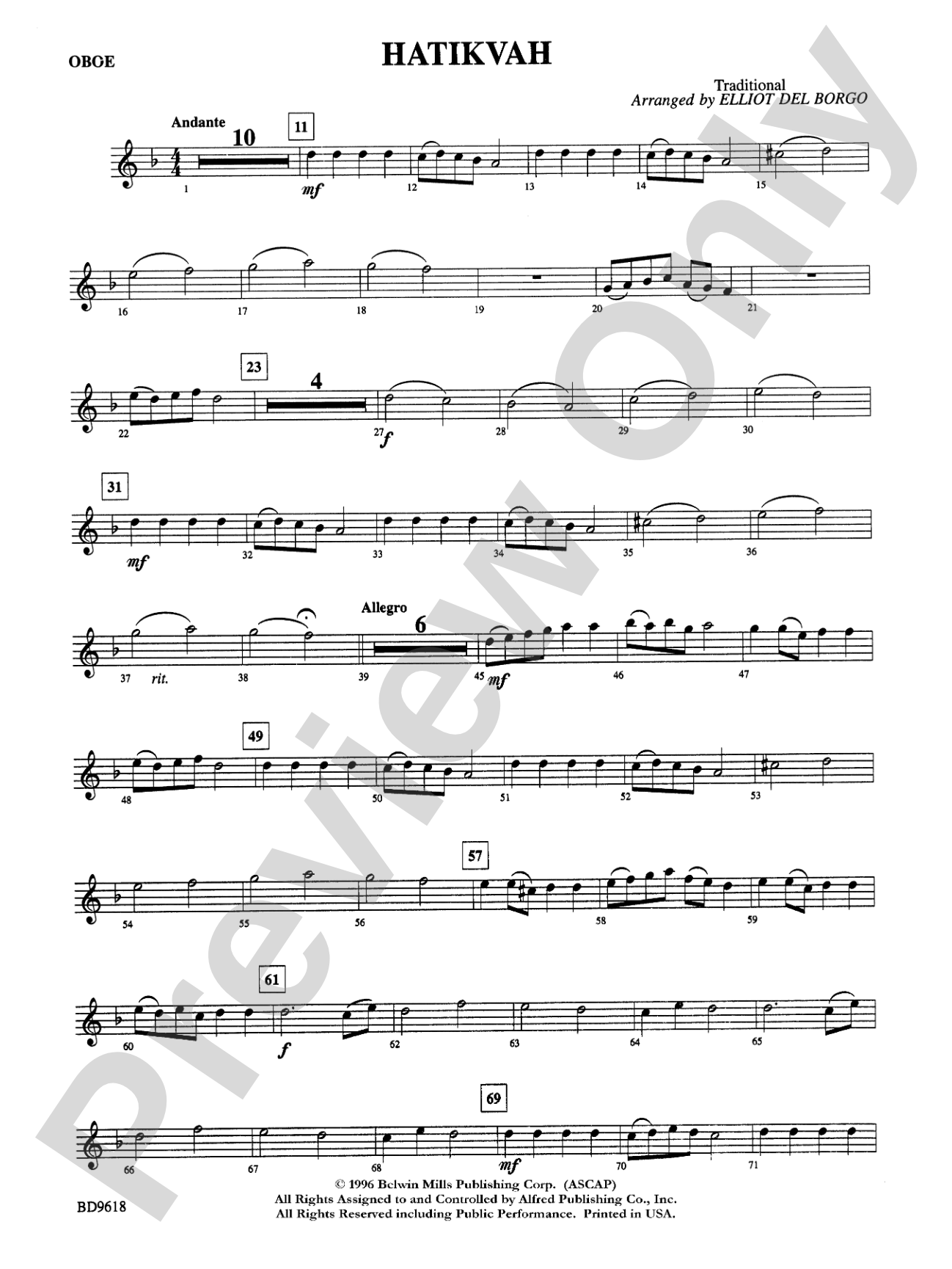 Hatikvah: Oboe