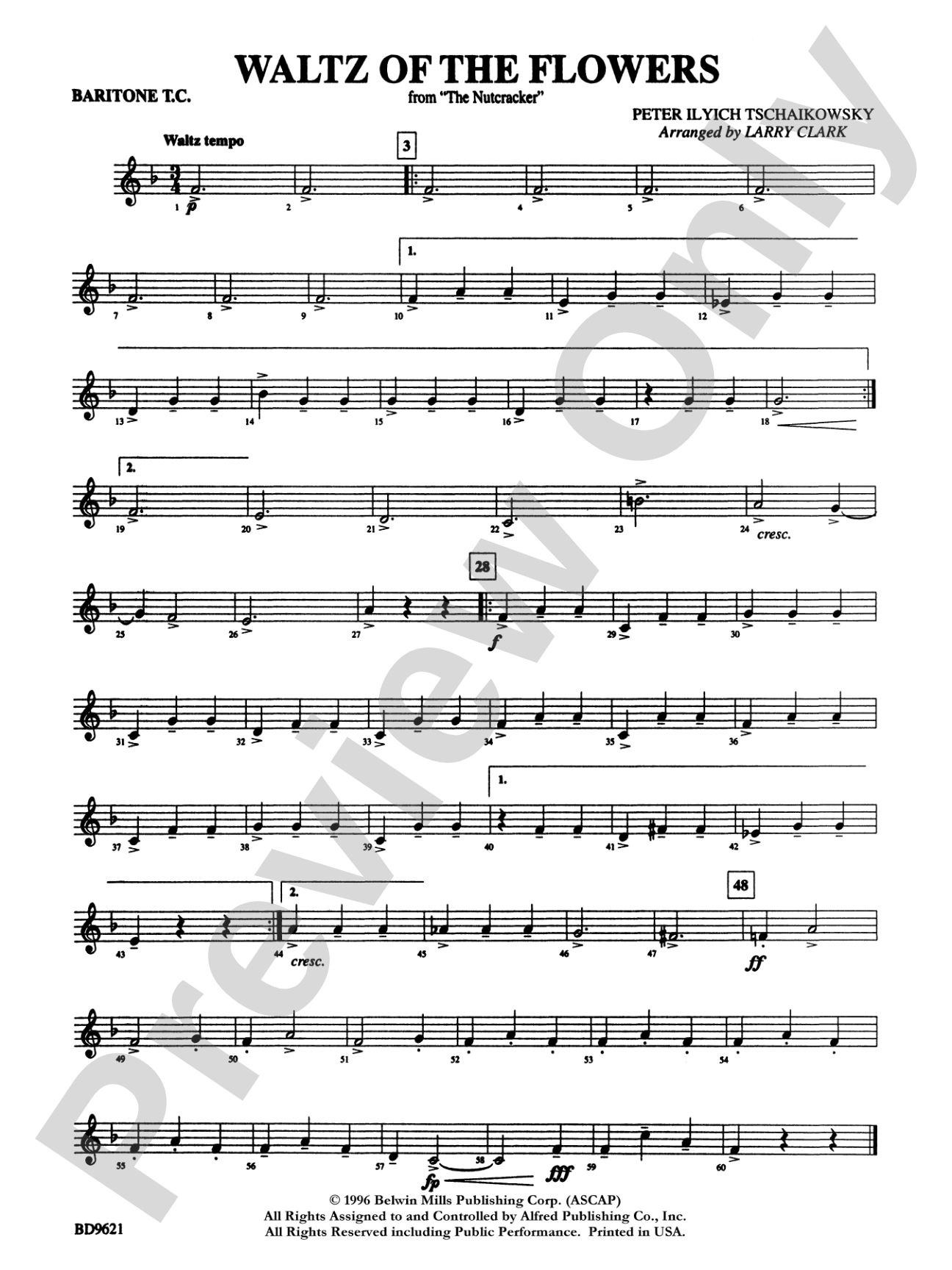 Waltz of the Flowers (from The Nutcracker Suite): Baritone T.C.