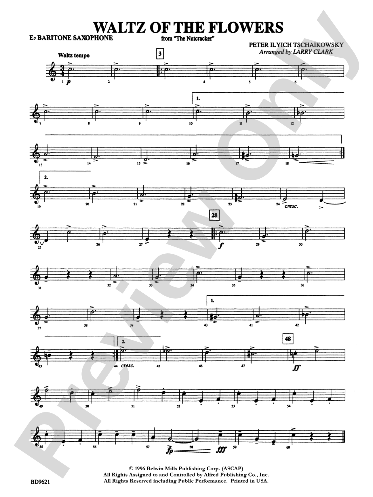 Waltz of the Flowers (from The Nutcracker Suite): E-flat Baritone Saxophone