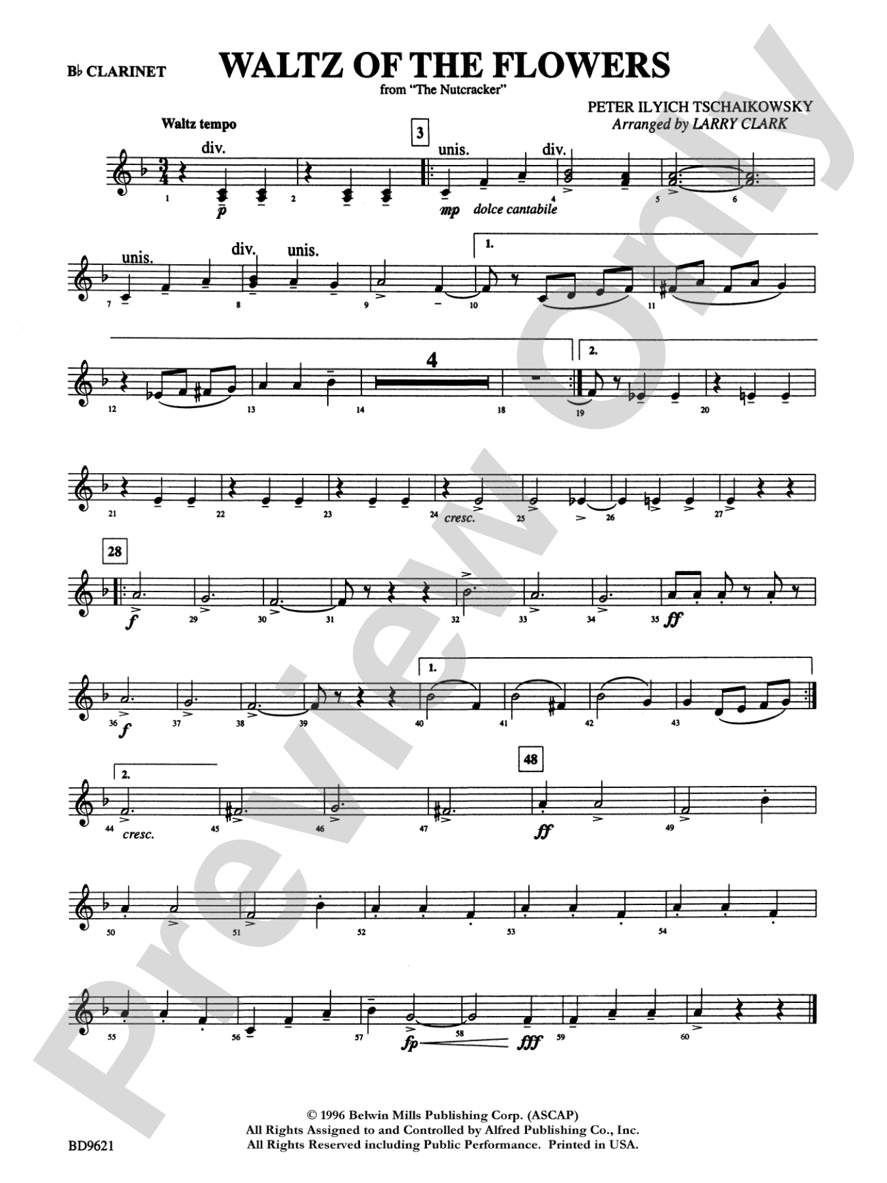 Waltz of the Flowers (from The Nutcracker Suite): 1st B-flat Clarinet