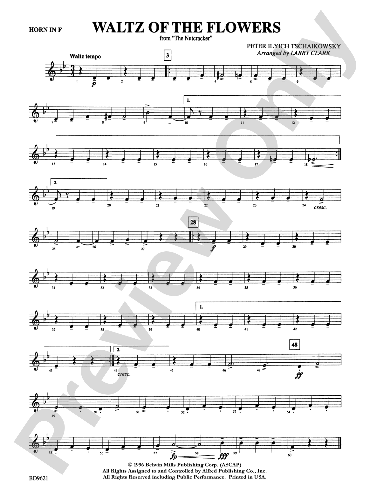 Waltz of the Flowers (from The Nutcracker Suite): 1st F Horn
