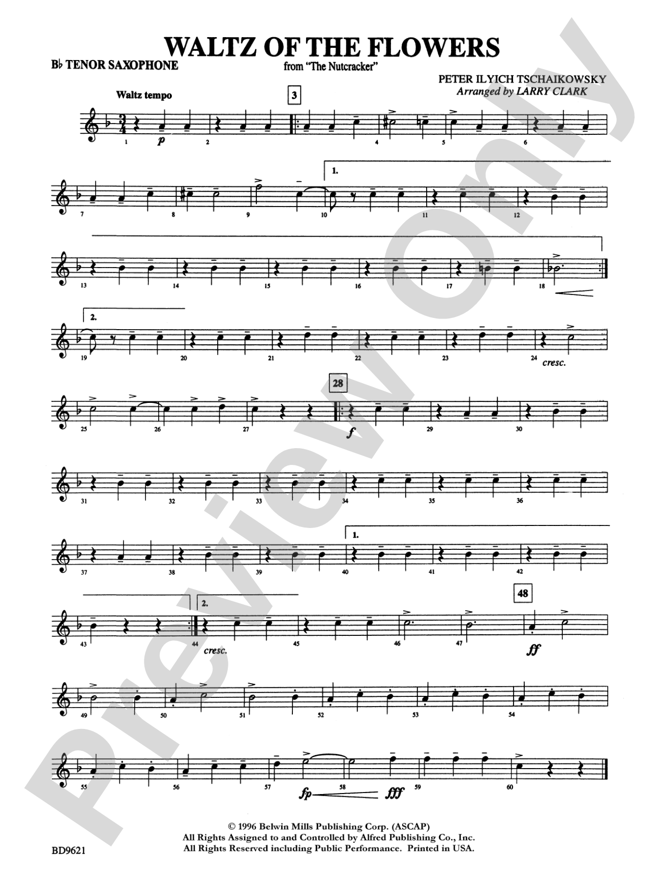 Waltz of the Flowers (from The Nutcracker Suite): B-flat Tenor Saxophone