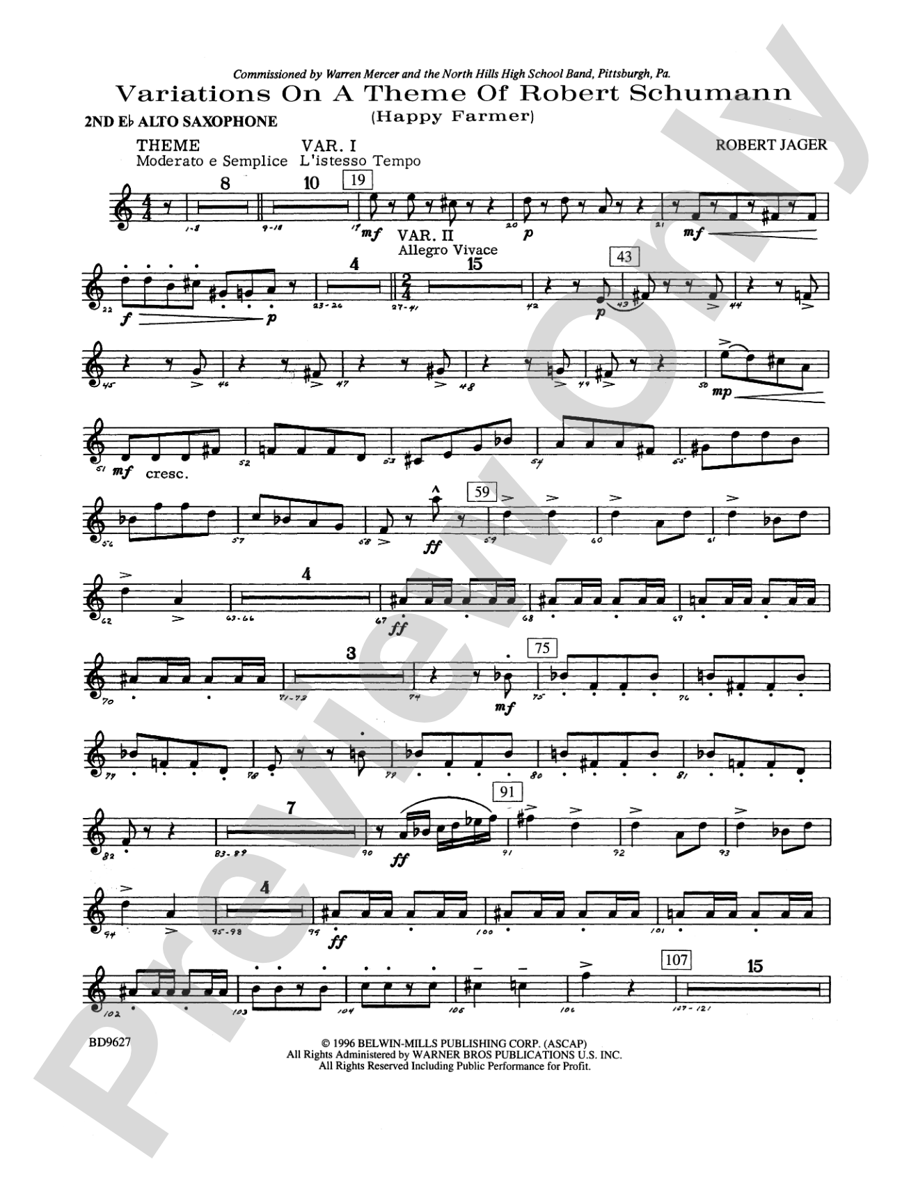 Variations on a Theme of Robert Schumann: 2nd E-flat Alto Saxophone