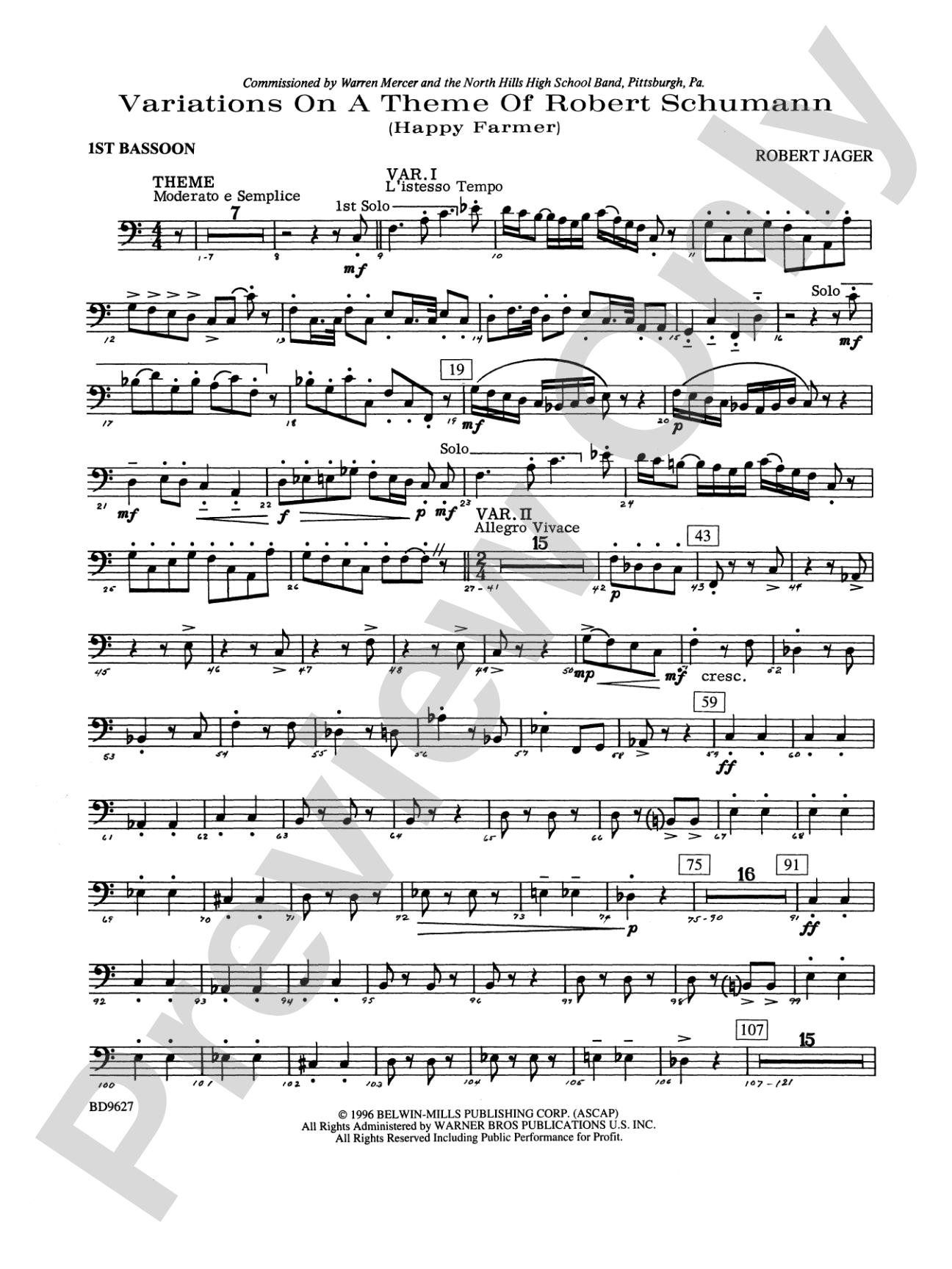 Variations on a Theme of Robert Schumann: Bassoon
