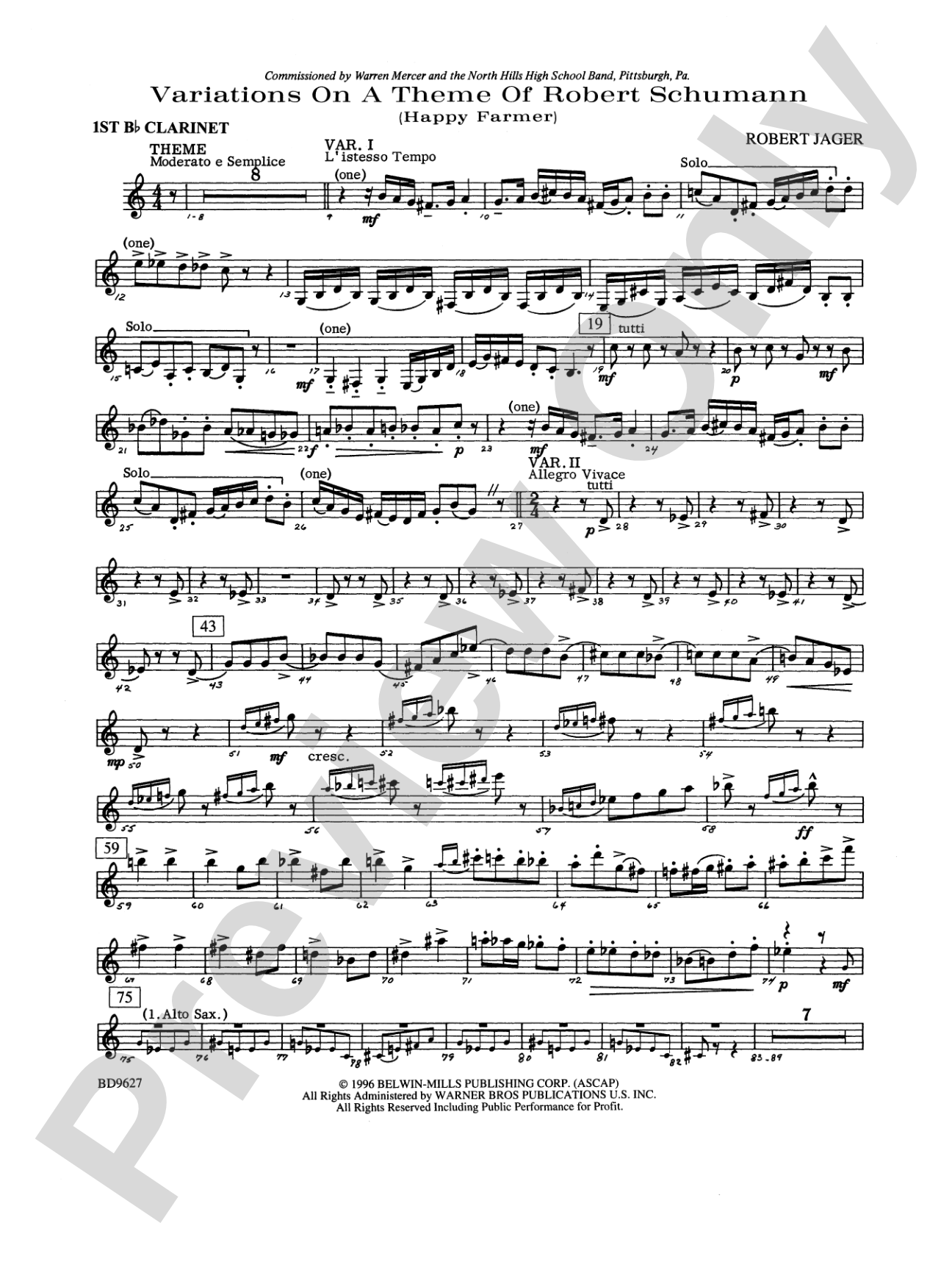 Variations on a Theme of Robert Schumann: 1st B-flat Clarinet