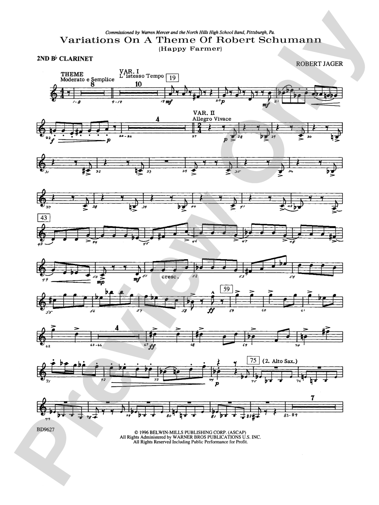 Variations on a Theme of Robert Schumann: 2nd B-flat Clarinet