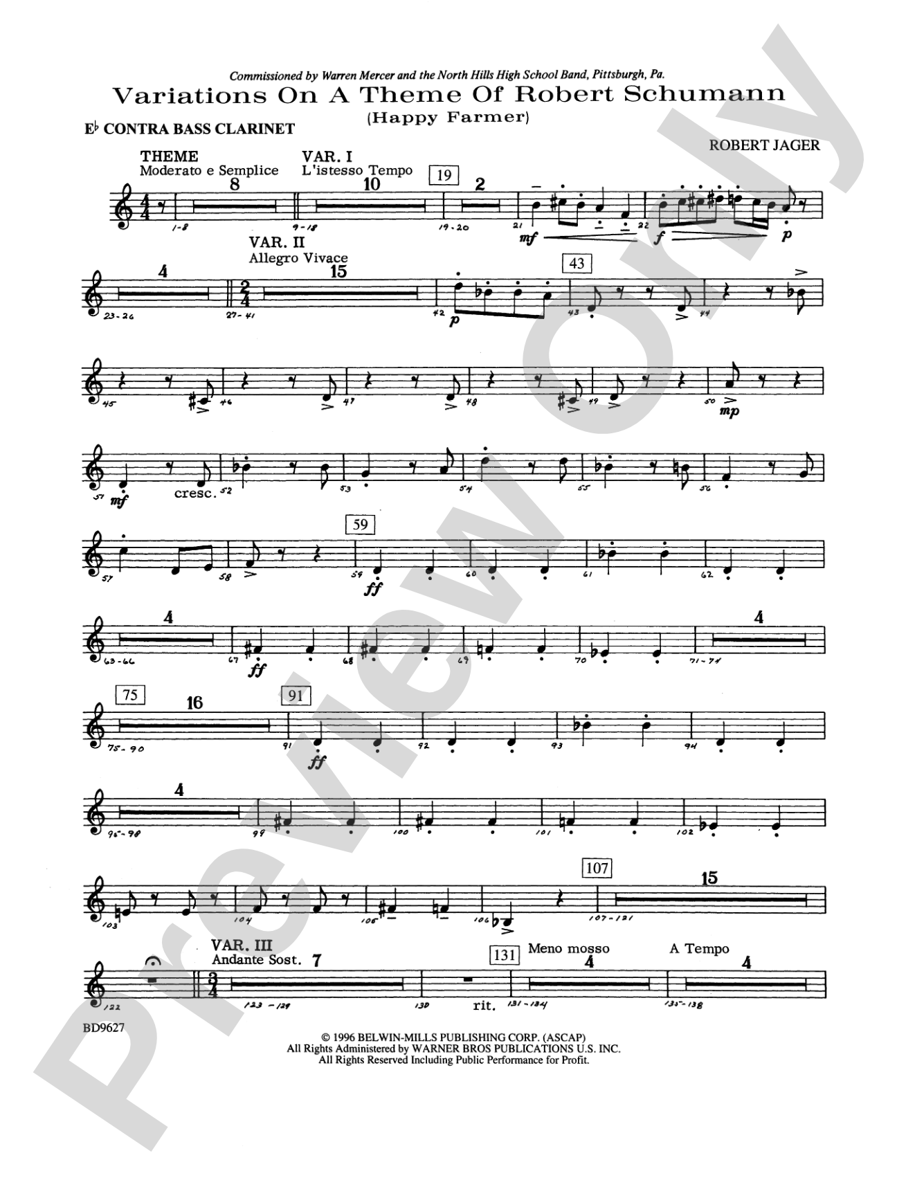Variations on a Theme of Robert Schumann: E-flat Contrabass Clarinet