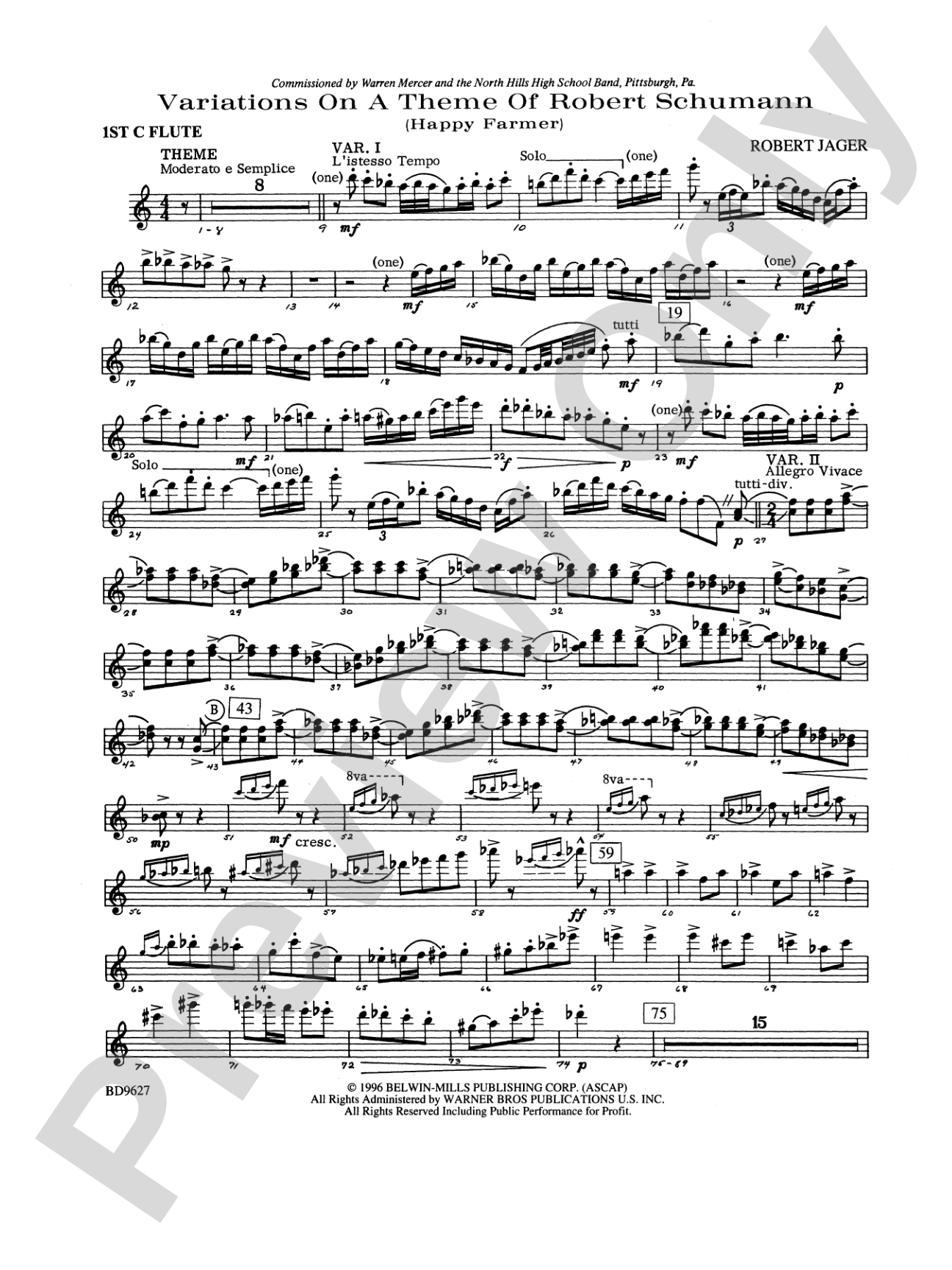 Variations on a Theme of Robert Schumann: Flute