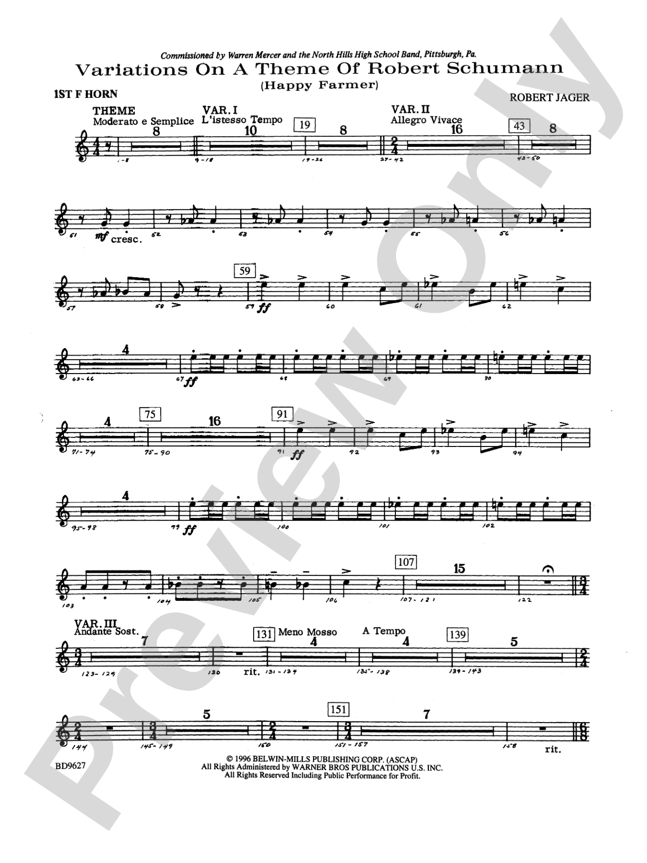 Variations on a Theme of Robert Schumann: 1st F Horn