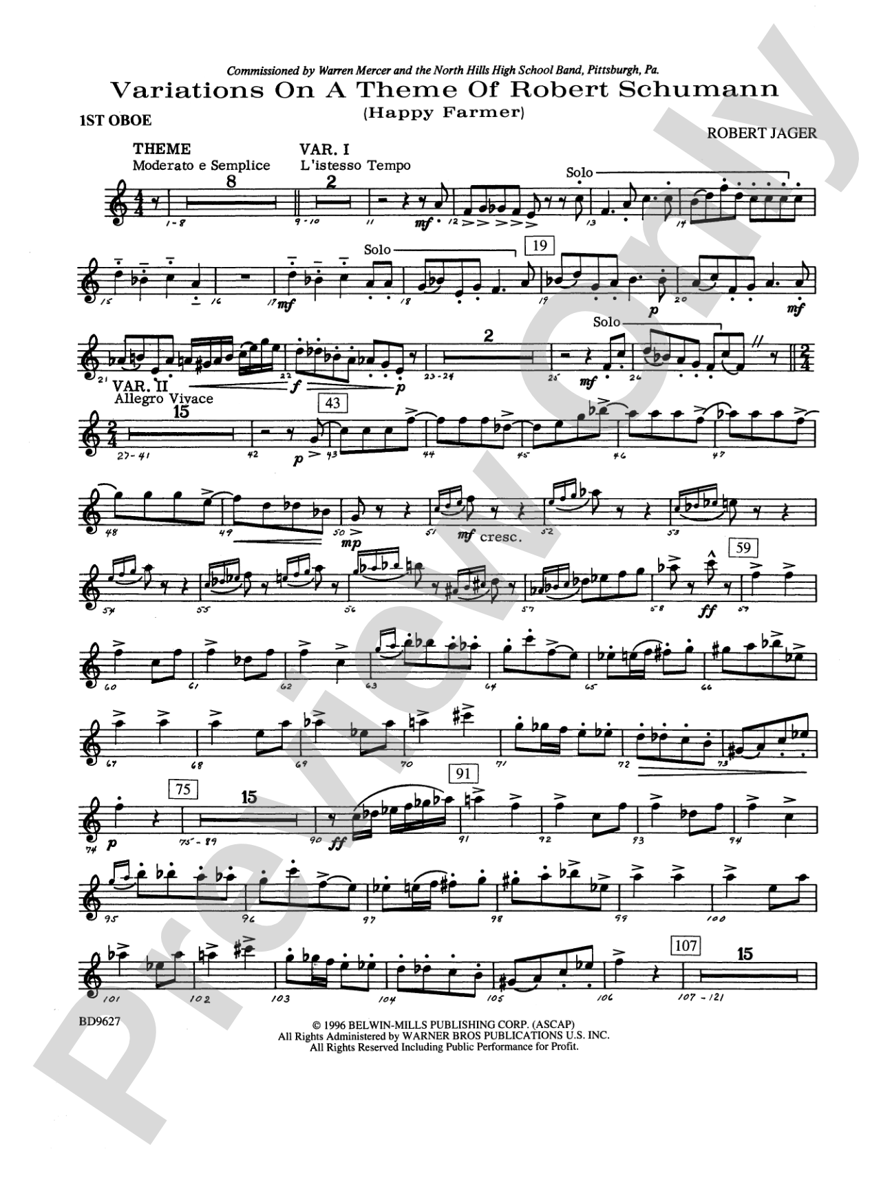 Variations on a Theme of Robert Schumann: Oboe