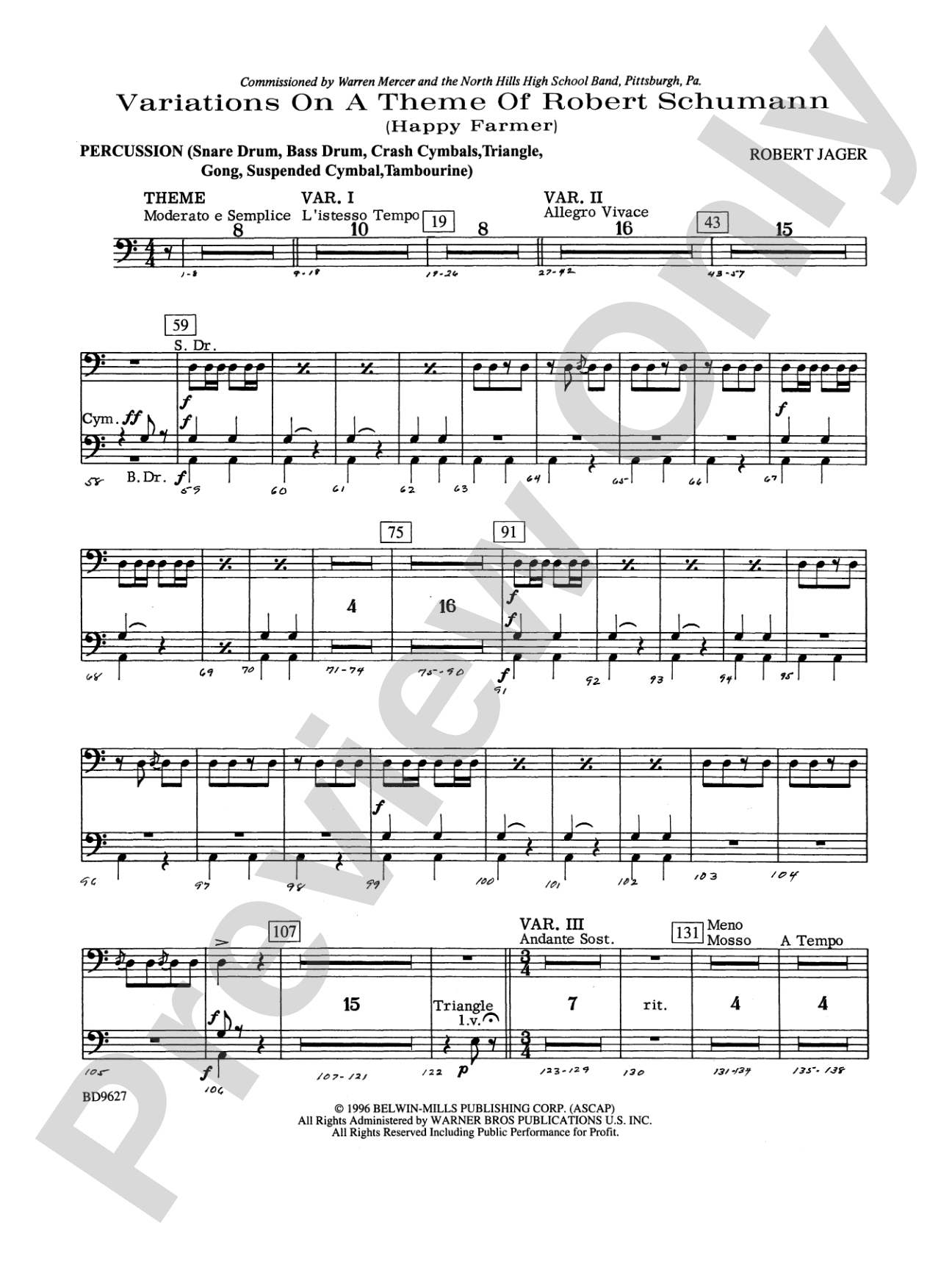 Variations on a Theme of Robert Schumann: 1st Percussion