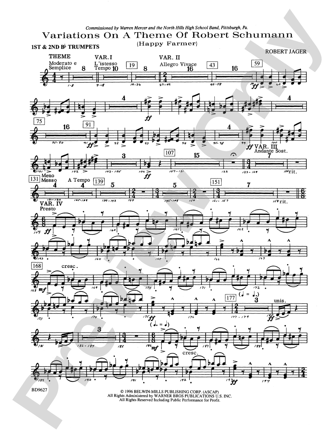 Variations on a Theme of Robert Schumann: 1st & 2nd B-flat Trumpets