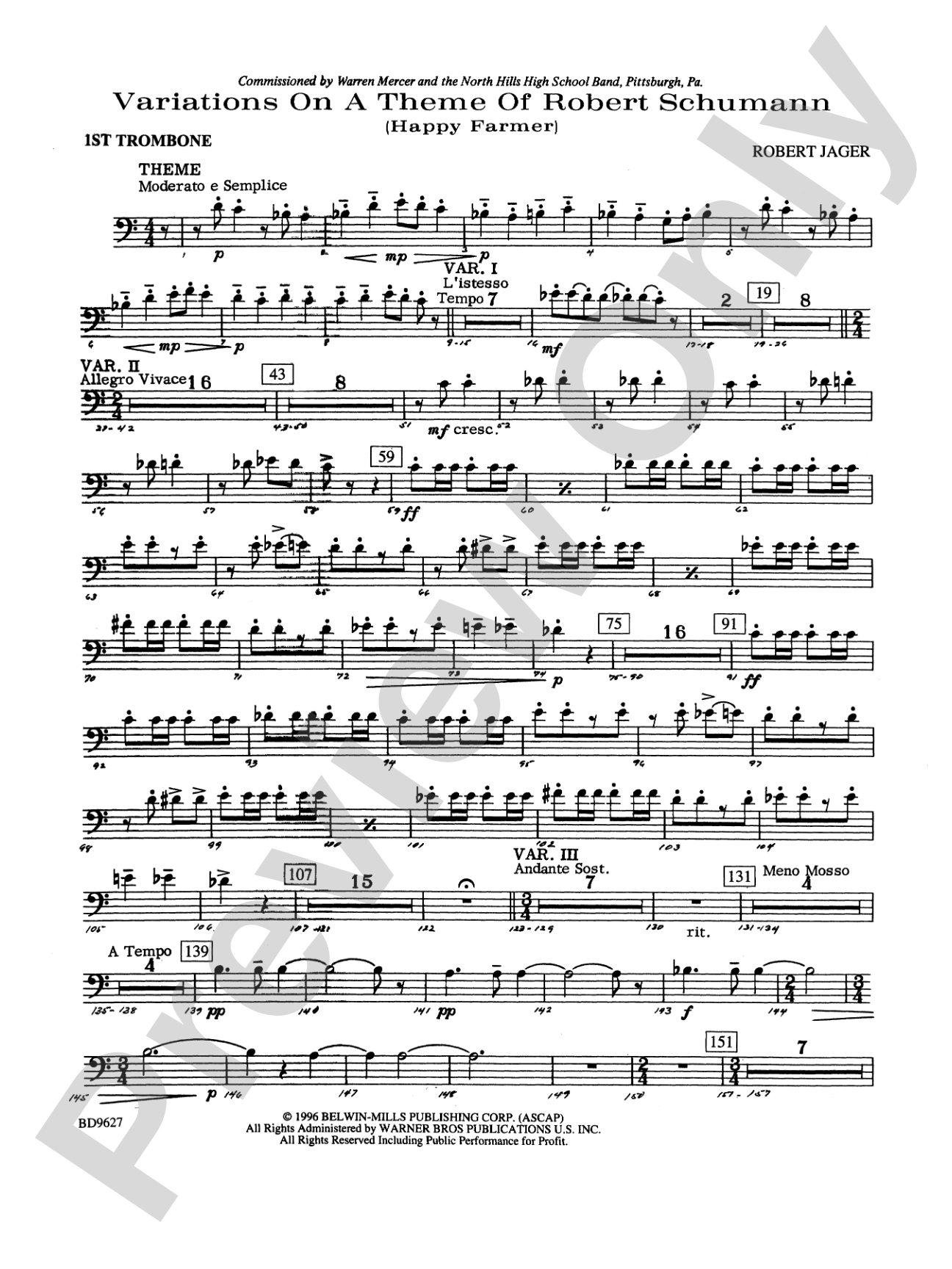 Variations on a Theme of Robert Schumann: 1st Trombone