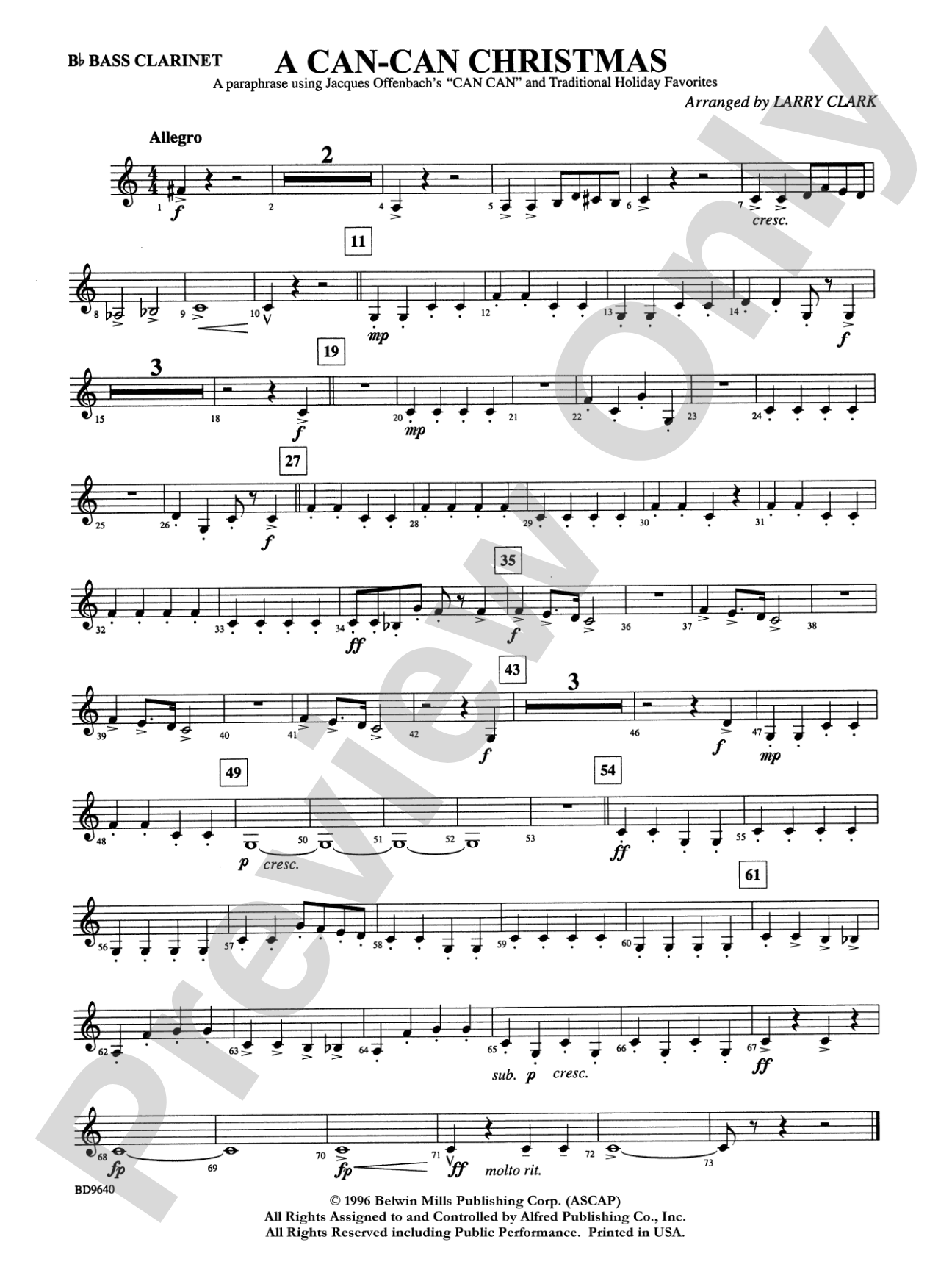 A "Can Can" Christmas: B-flat Bass Clarinet