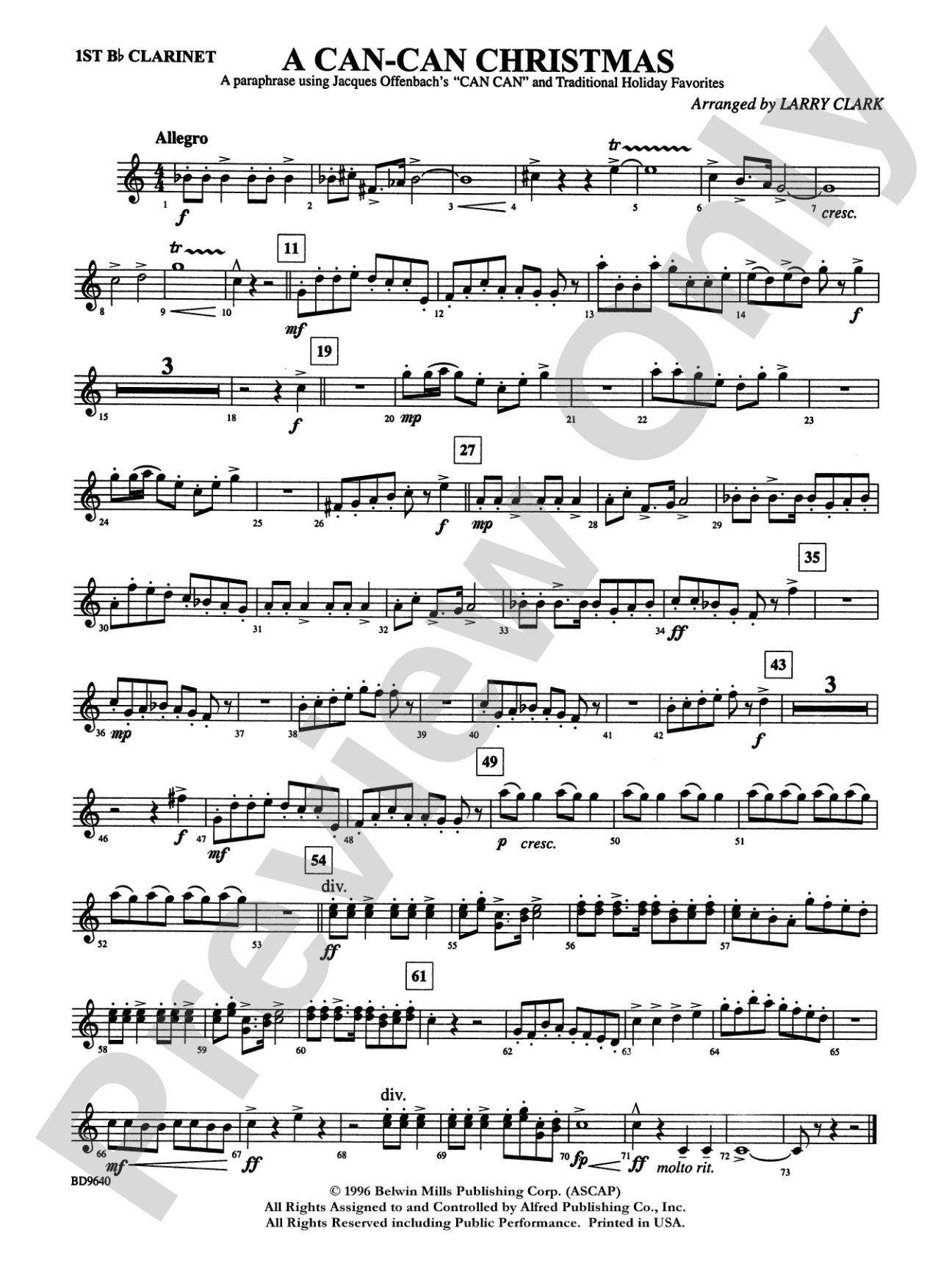 A "Can Can" Christmas: 1st B-flat Clarinet