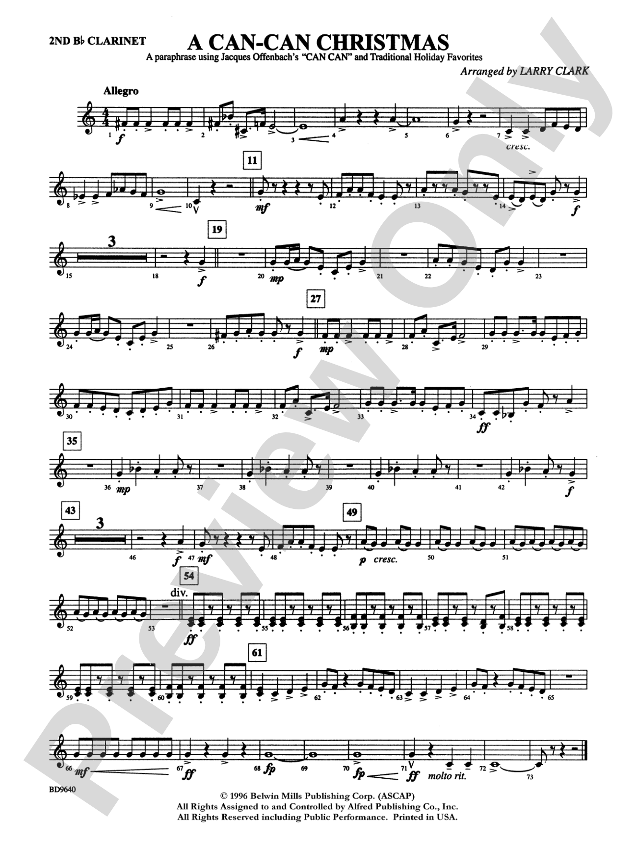 A "Can Can" Christmas: 2nd B-flat Clarinet