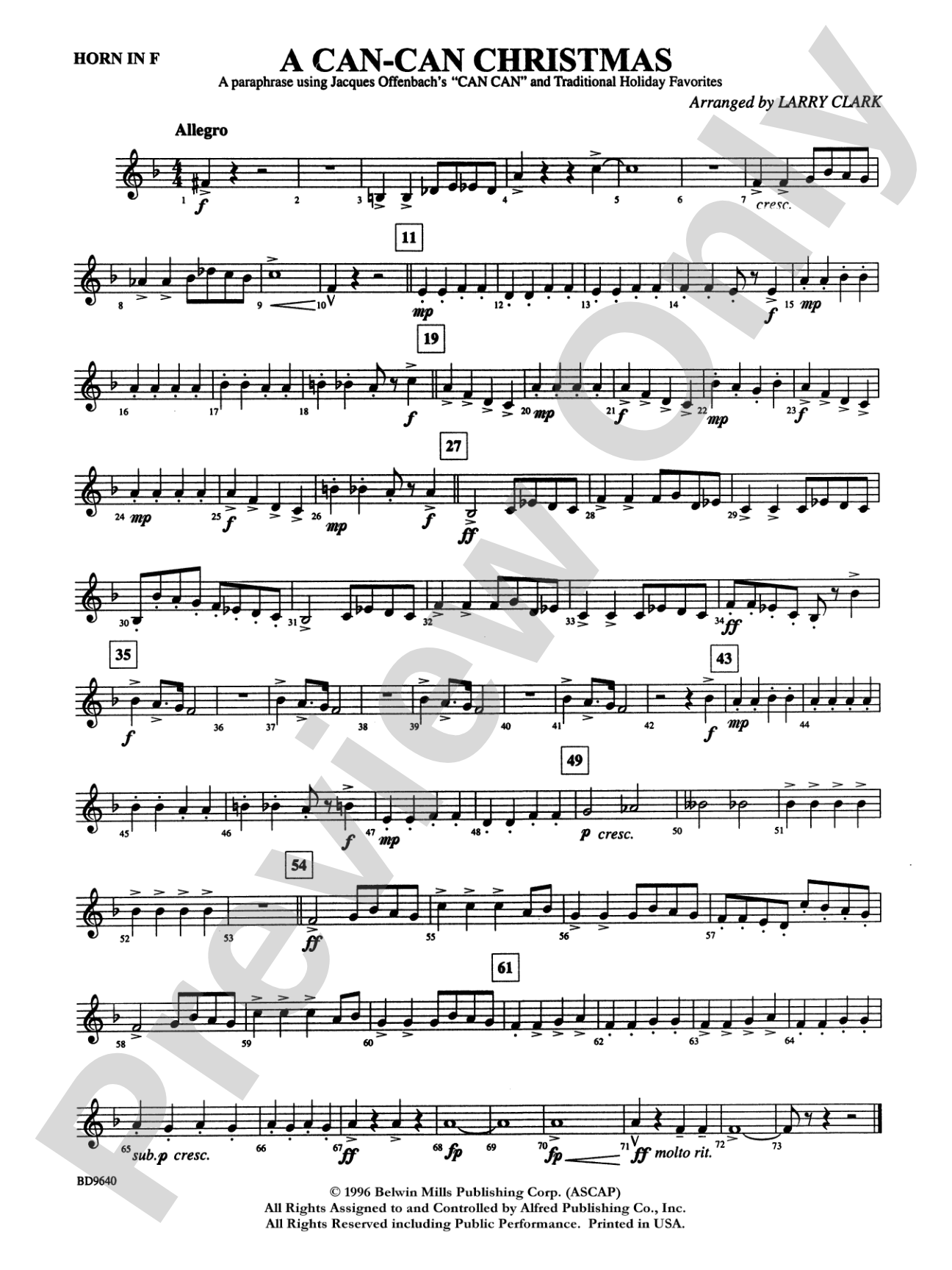 A "Can Can" Christmas: 1st F Horn