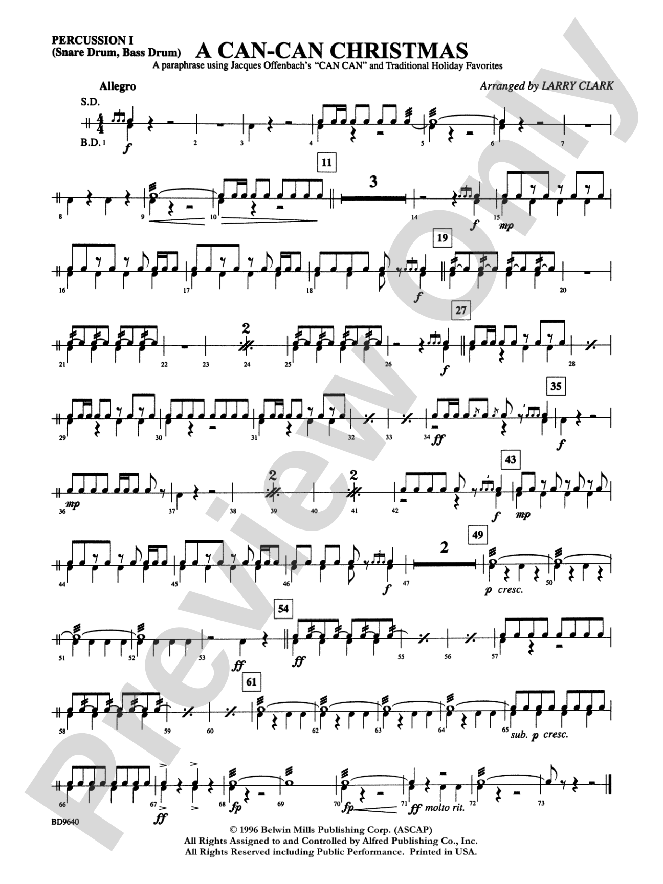 A "Can Can" Christmas: 1st Percussion