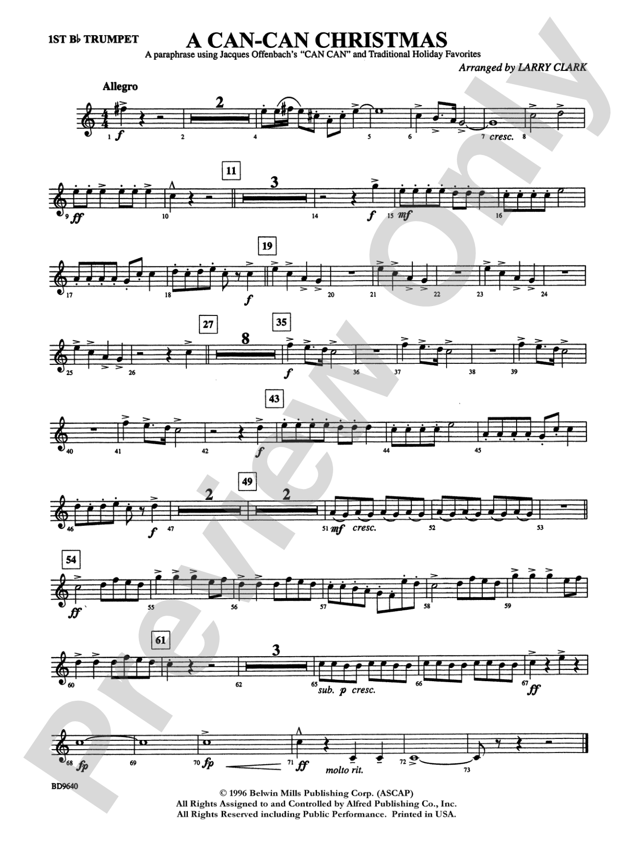 A "Can Can" Christmas: 1st B-flat Trumpet