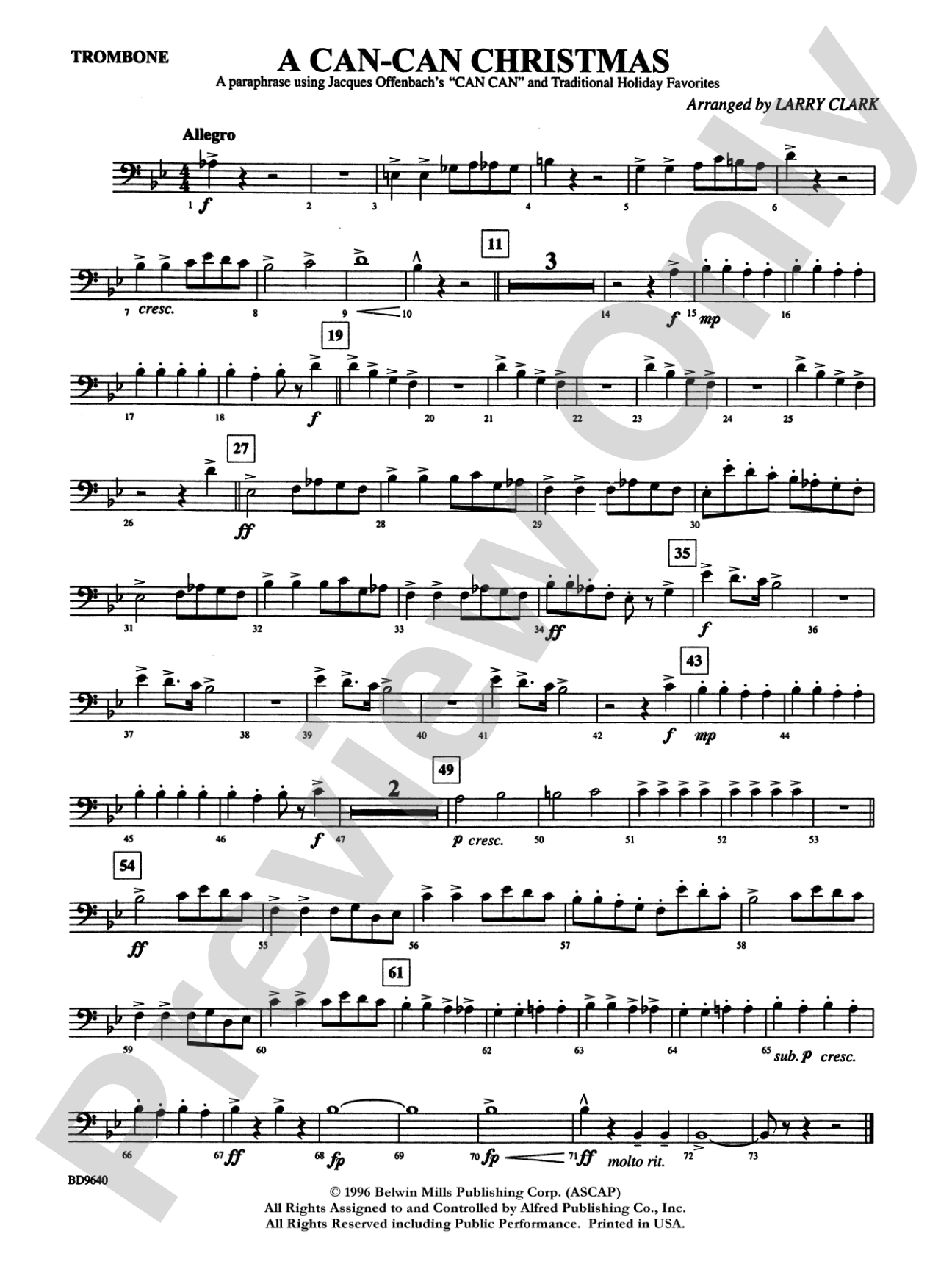 A "Can Can" Christmas: 1st Trombone