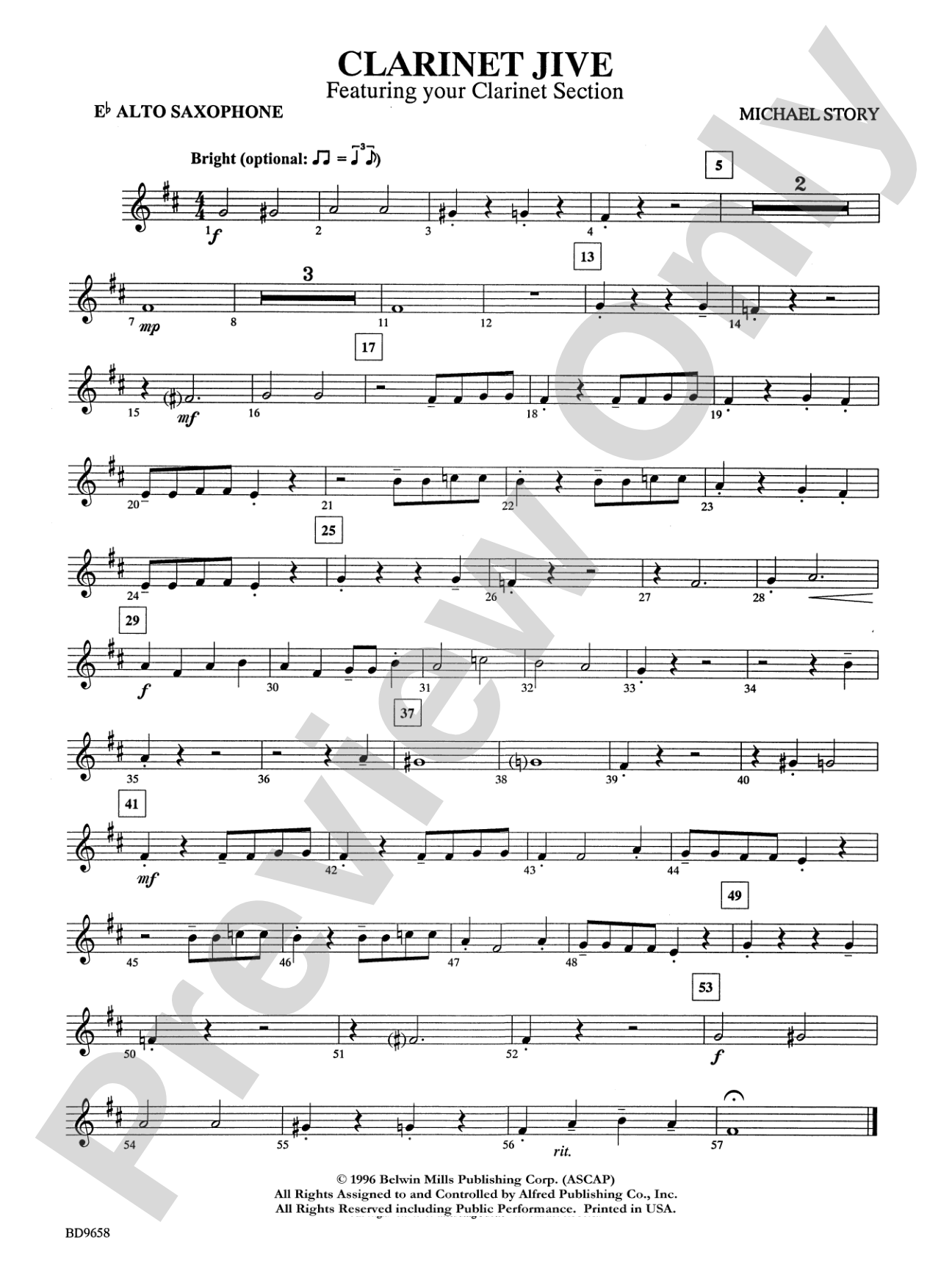 Clarinet Jive: E-flat Alto Saxophone