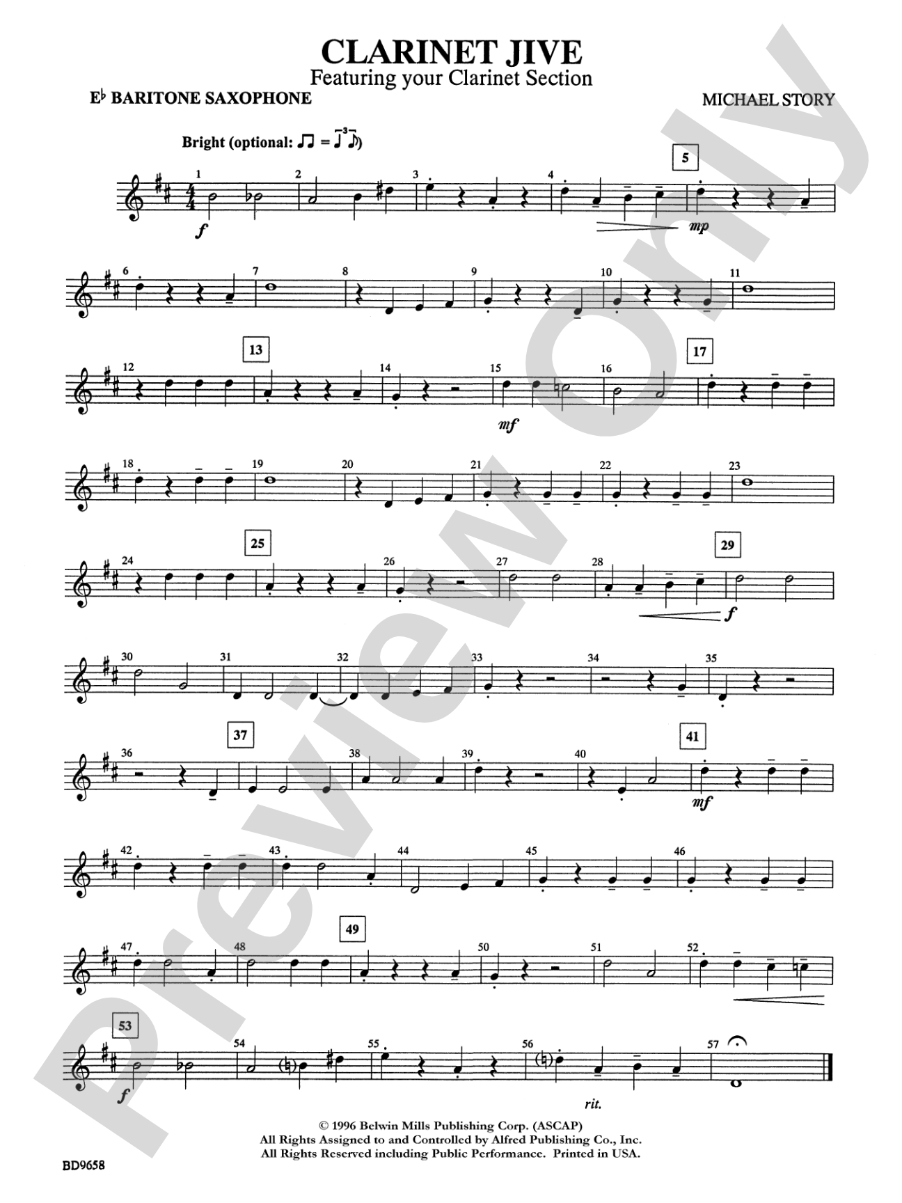 Clarinet Jive: E-flat Baritone Saxophone