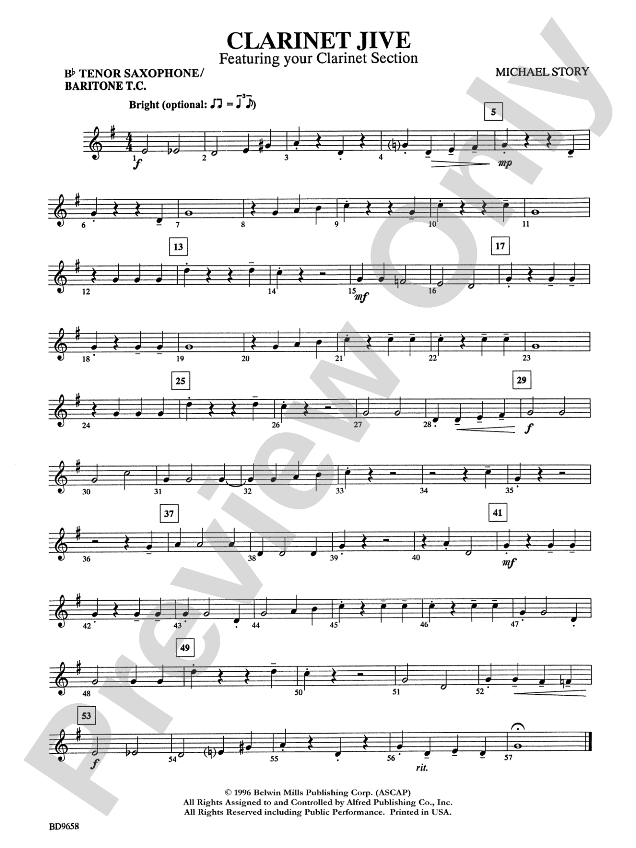 Clarinet Jive: B-flat Tenor Saxophone