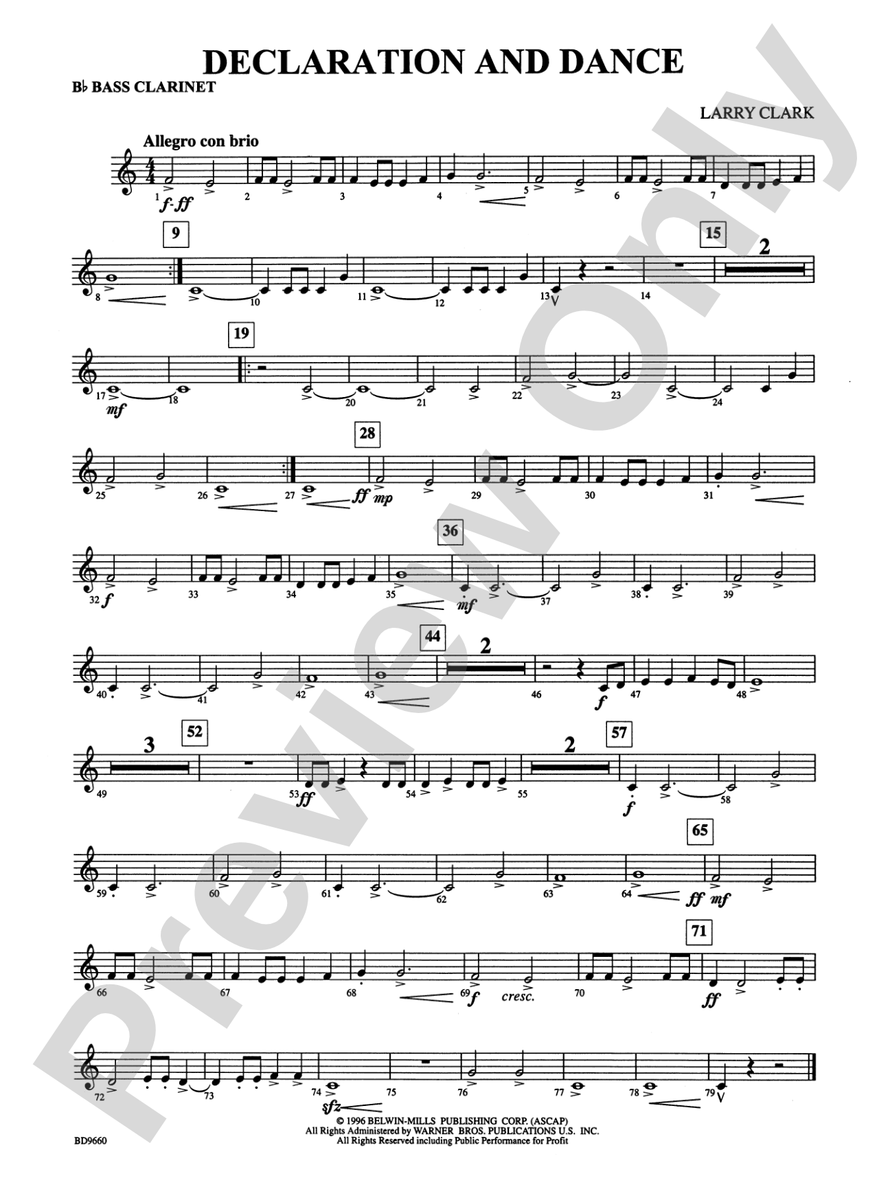 Declaration and Dance: B-flat Bass Clarinet