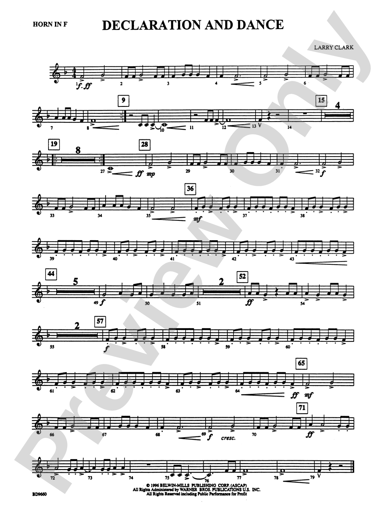 Declaration and Dance: 1st F Horn