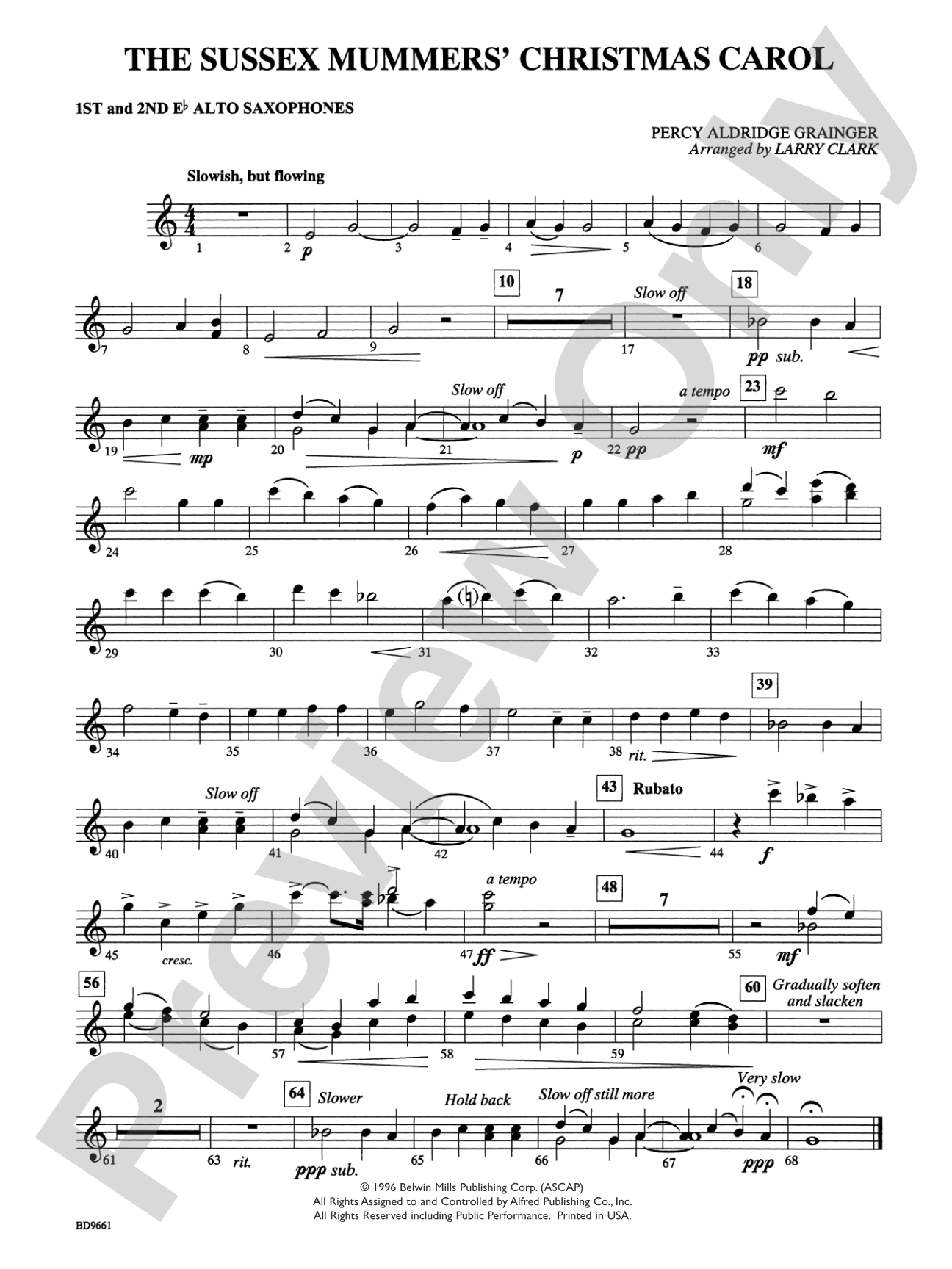 The Sussex Mummers' Christmas Carol: E-flat Alto Saxophone