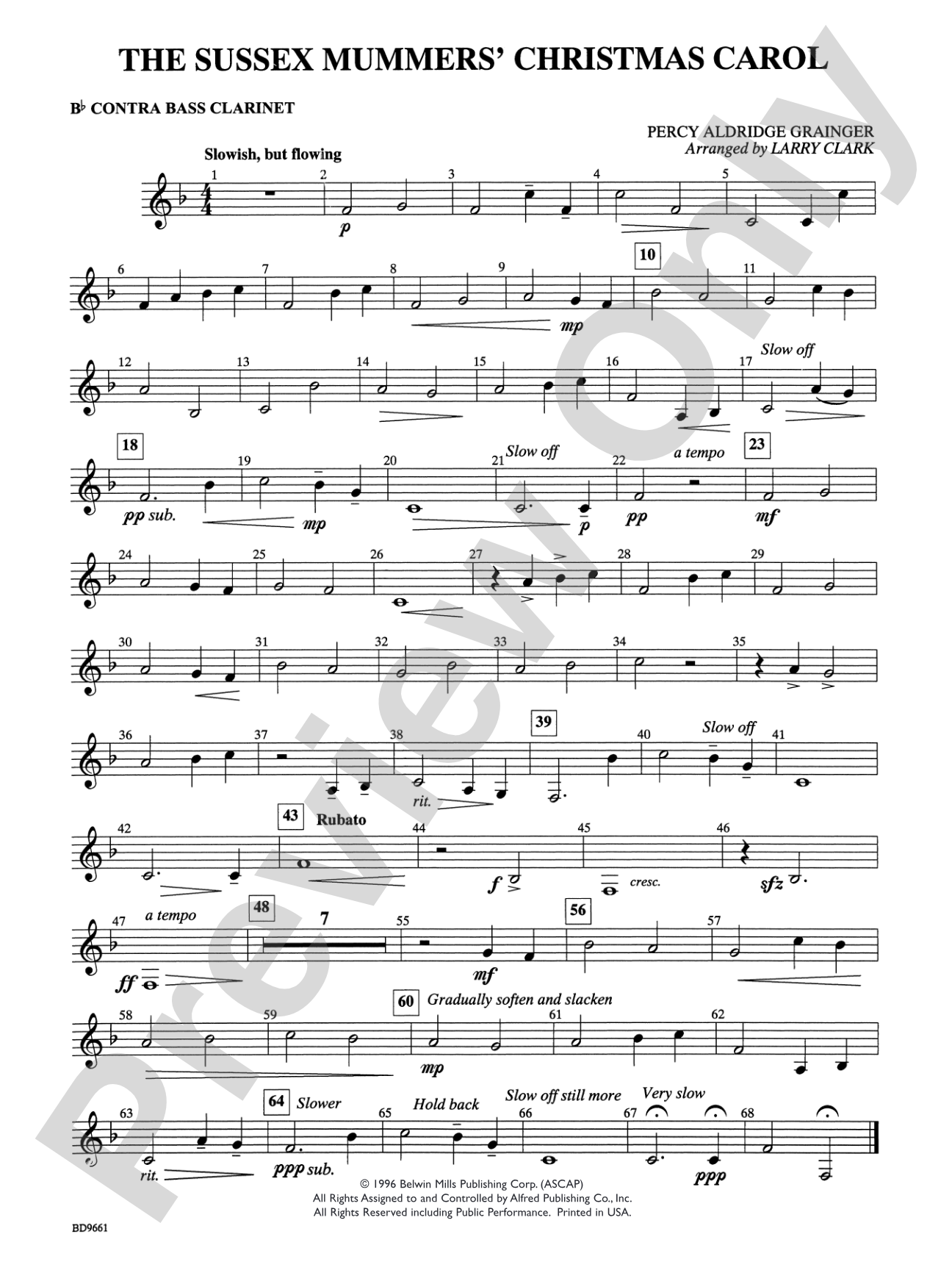 The Sussex Mummers' Christmas Carol: B-flat Contrabass Clarinet