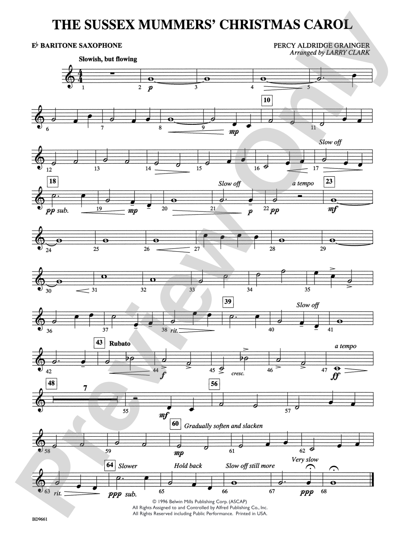 The Sussex Mummers' Christmas Carol: E-flat Baritone Saxophone