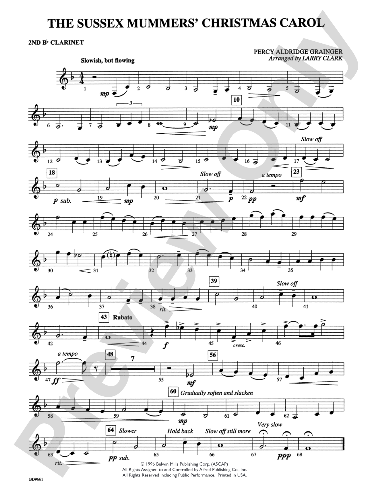 The Sussex Mummers' Christmas Carol: 2nd B-flat Clarinet