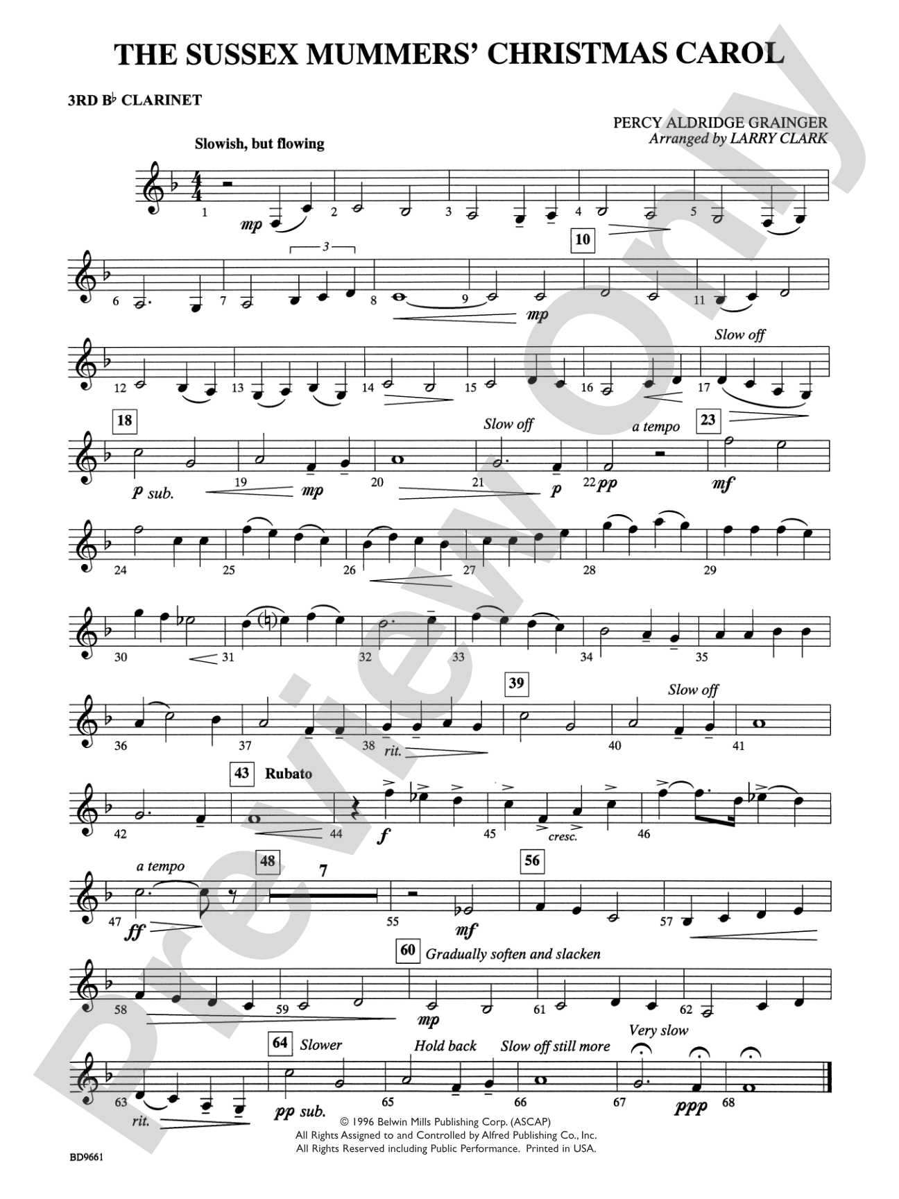 The Sussex Mummers' Christmas Carol: 3rd B-flat Clarinet
