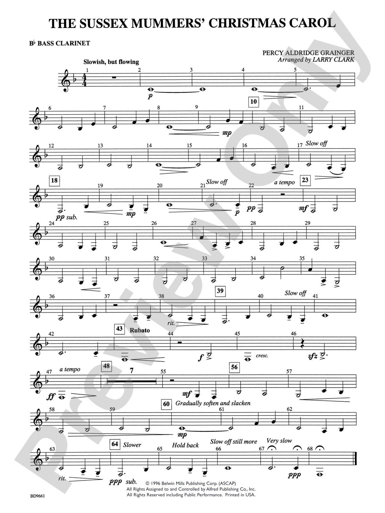 The Sussex Mummers' Christmas Carol: B-flat Bass Clarinet