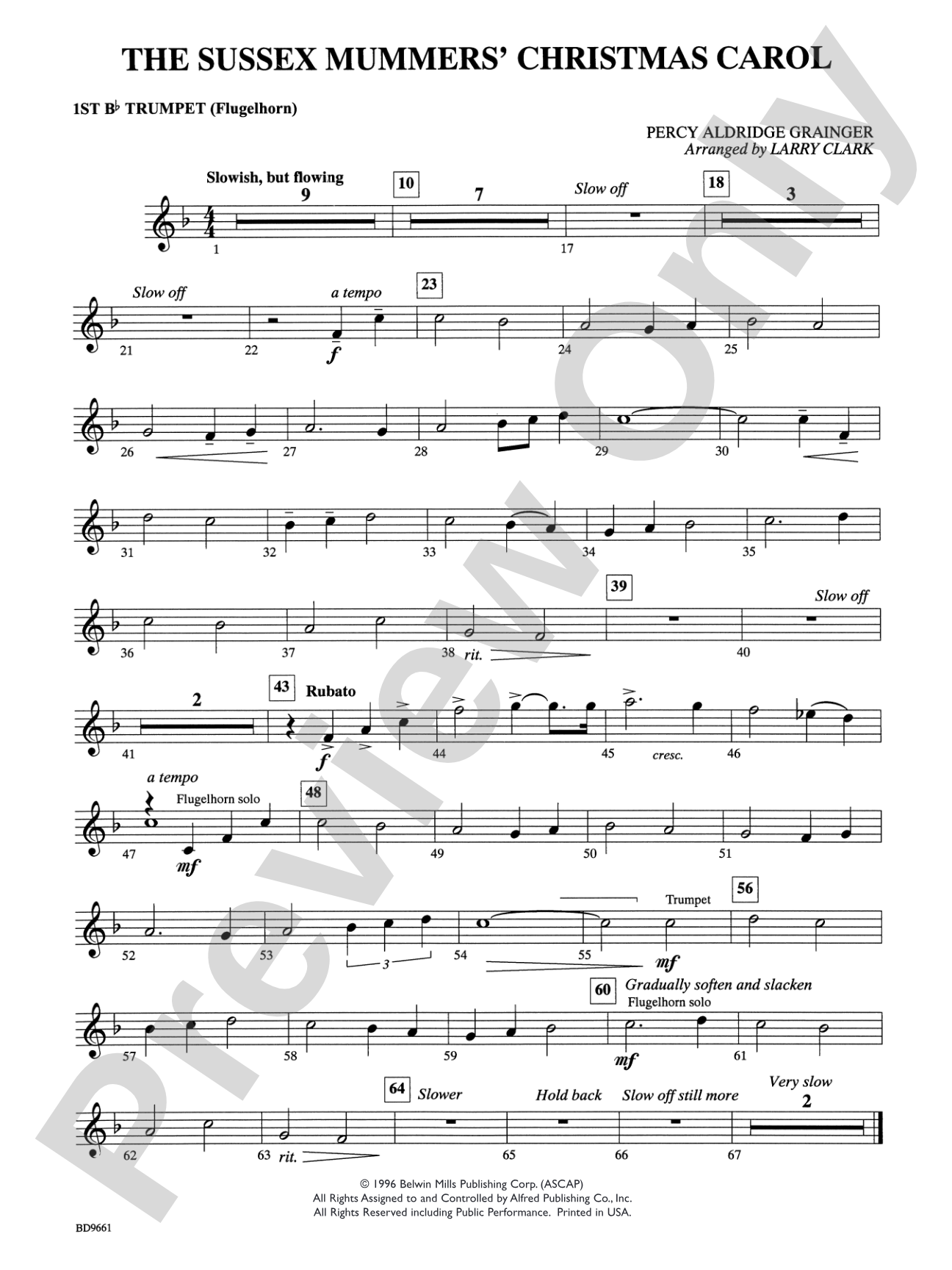 The Sussex Mummers' Christmas Carol: 1st B-flat Trumpet