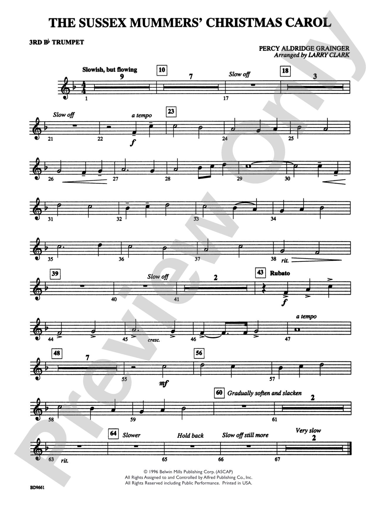The Sussex Mummers' Christmas Carol: 3rd B-flat Trumpet