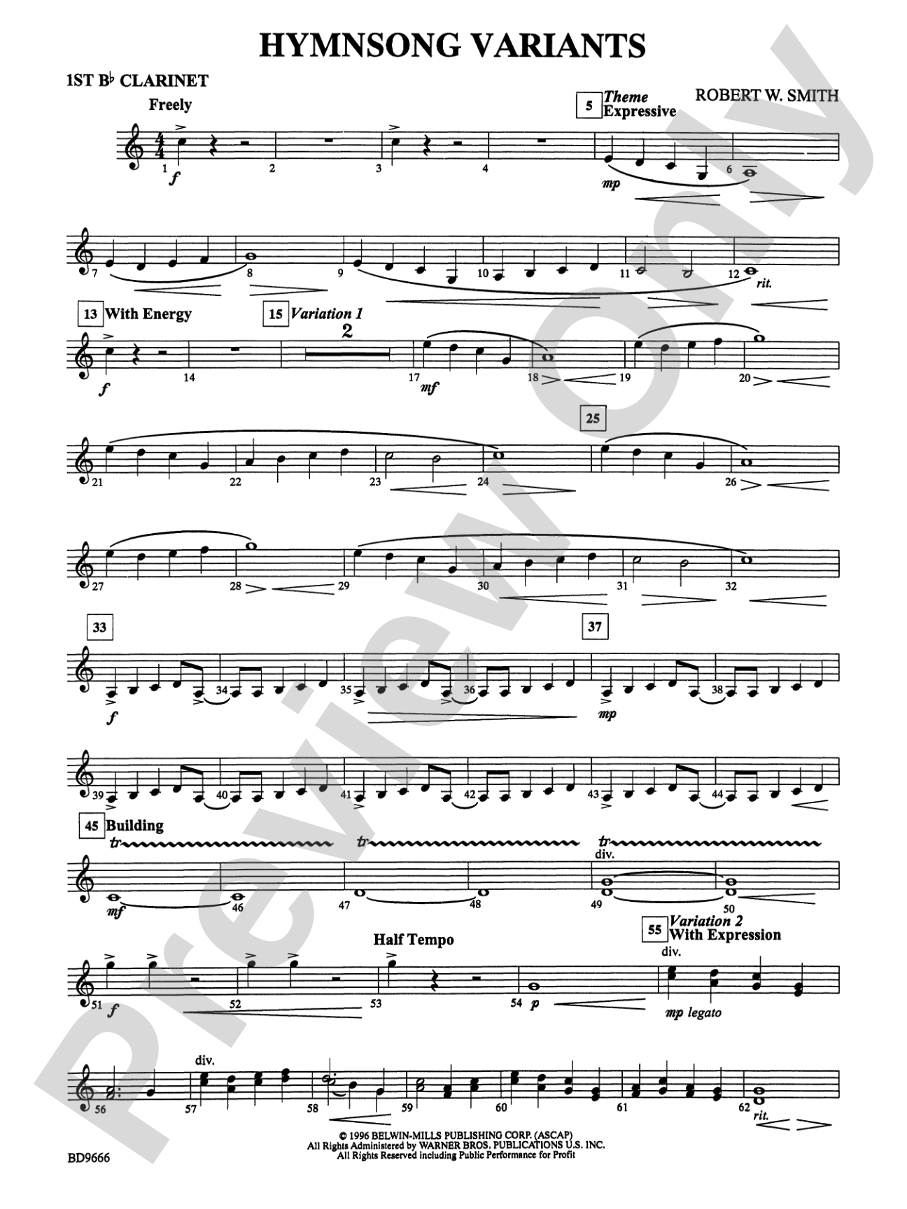 Hymnsong Variants: 1st B-flat Clarinet