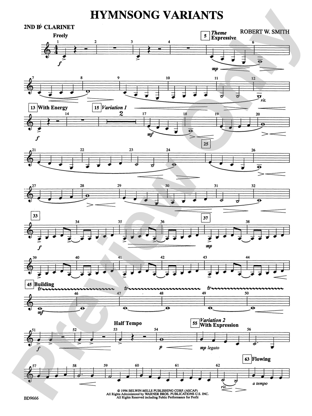 Hymnsong Variants: 2nd B-flat Clarinet