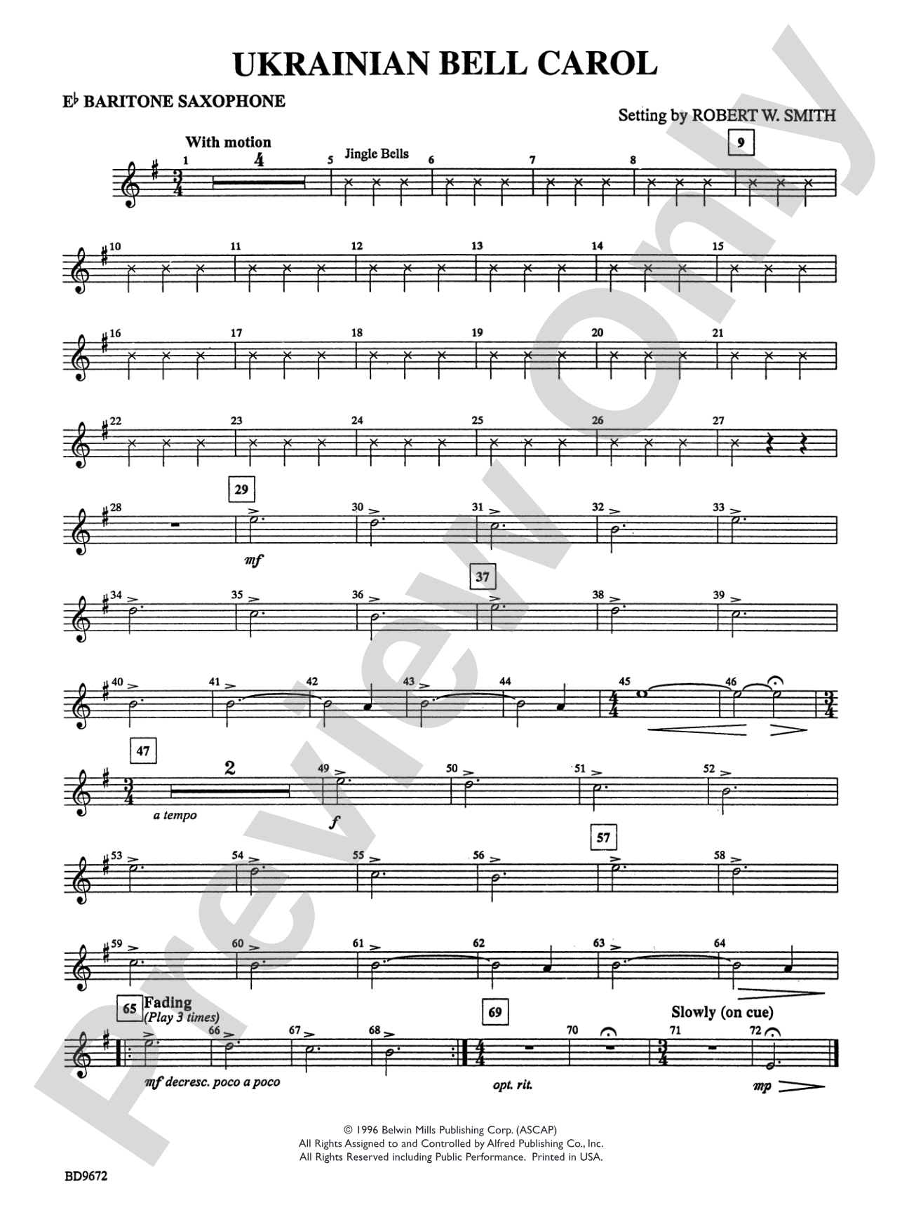 Ukrainian Bell Carol: E-flat Baritone Saxophone