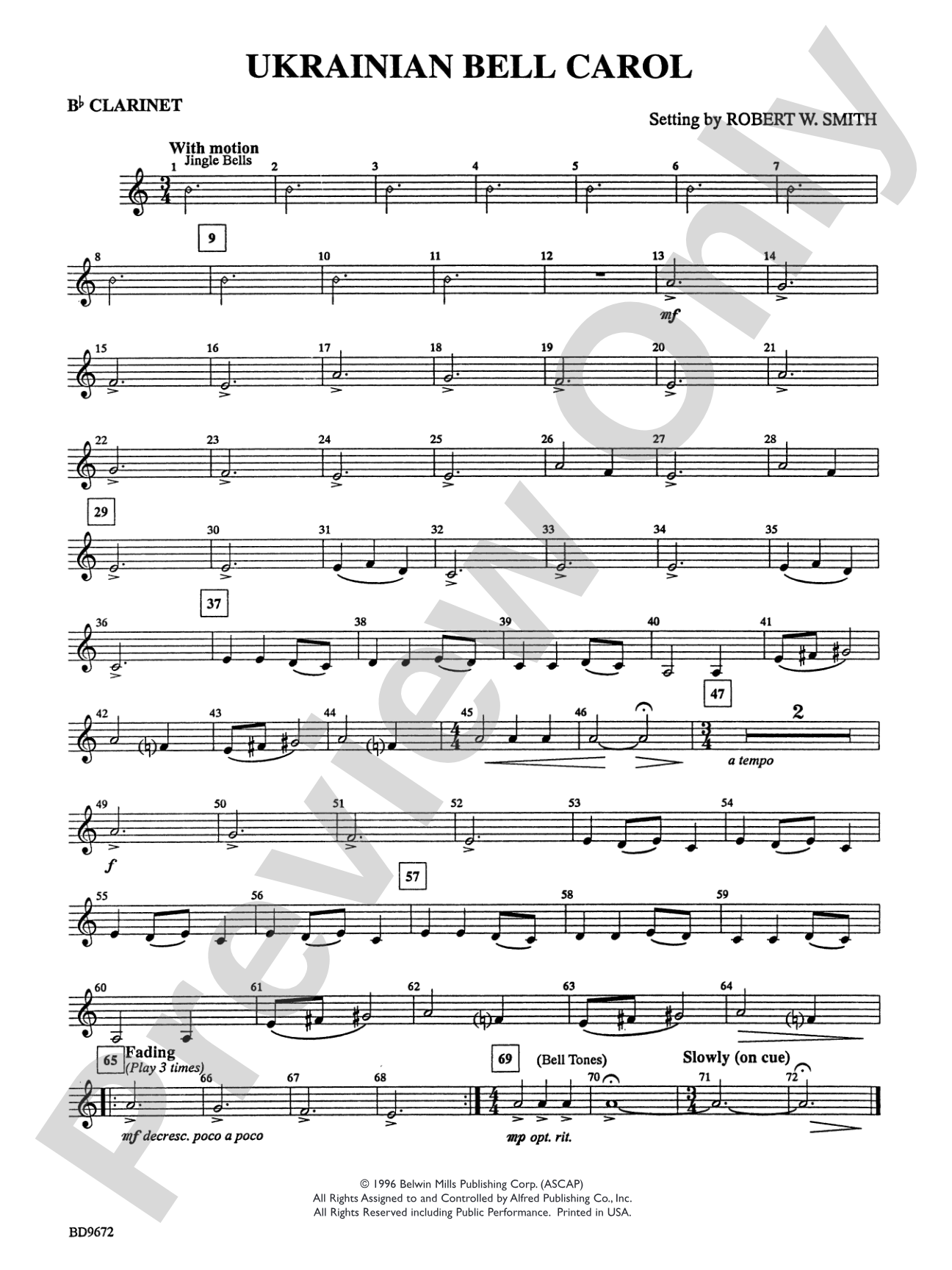Ukrainian Bell Carol: 1st B-flat Clarinet