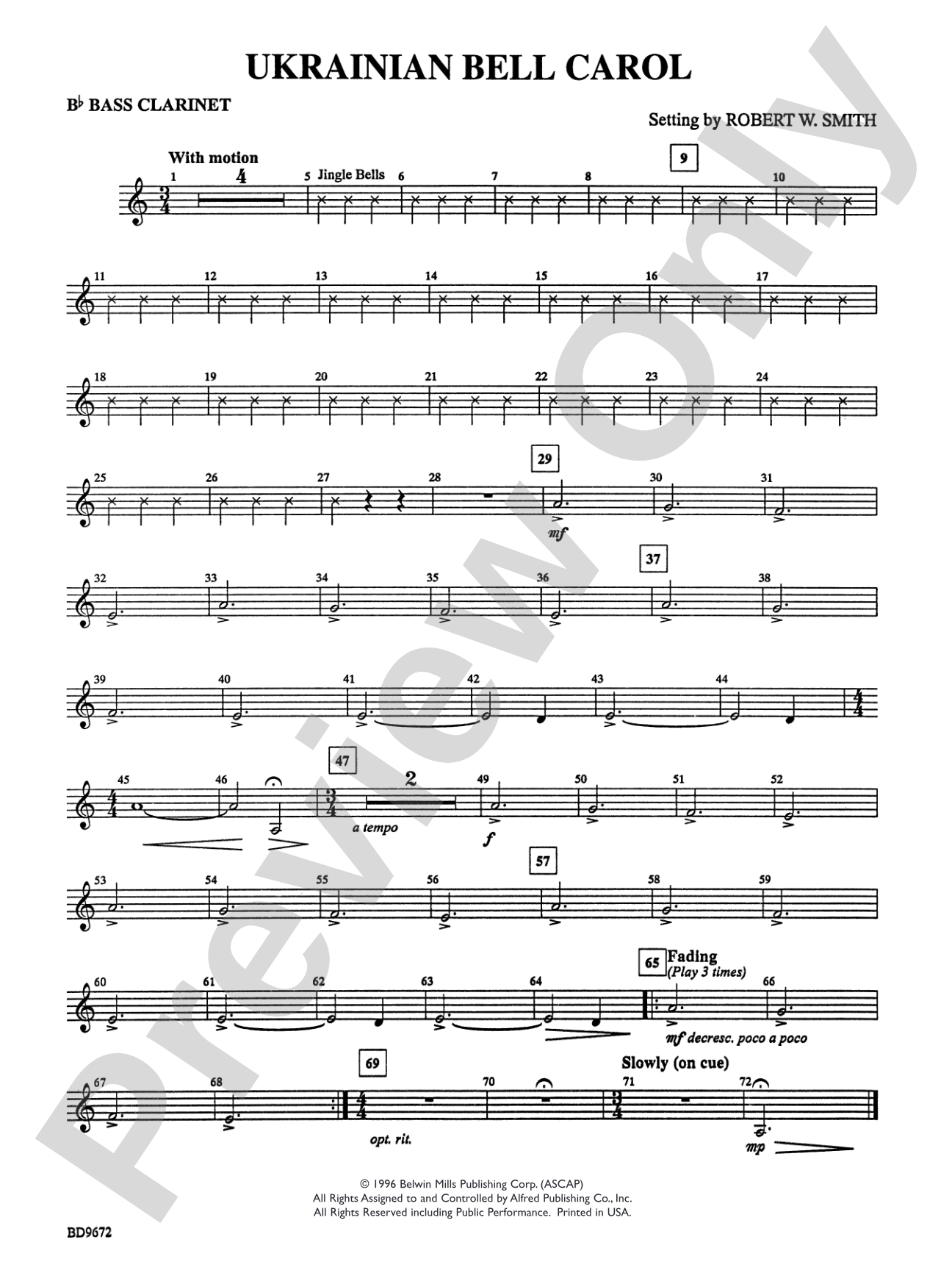 Ukrainian Bell Carol: B-flat Bass Clarinet