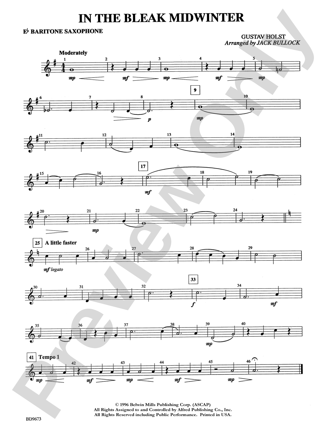 In the Bleak Midwinter: E-flat Baritone Saxophone