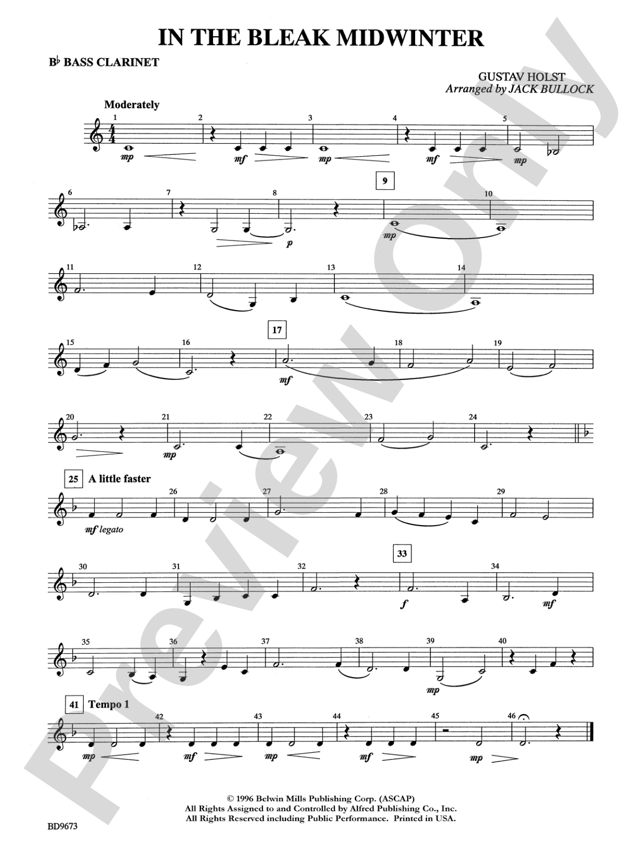 In the Bleak Midwinter: B-flat Bass Clarinet