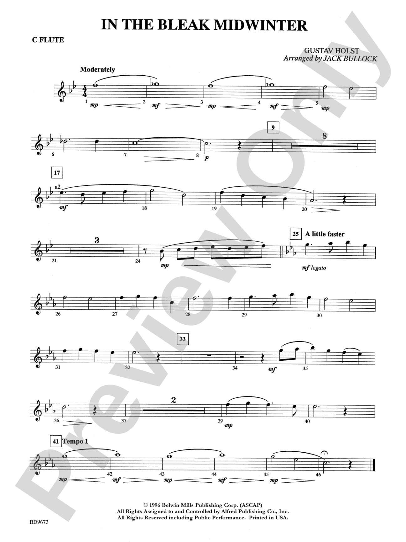 In the Bleak Midwinter: Flute