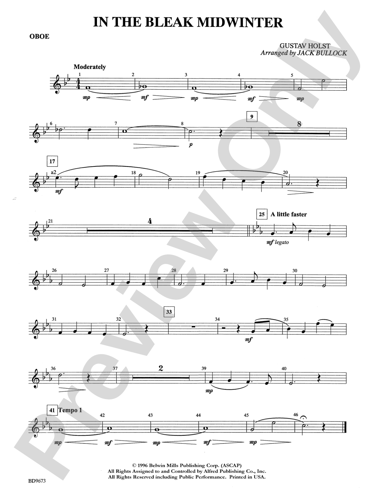 In the Bleak Midwinter: Oboe